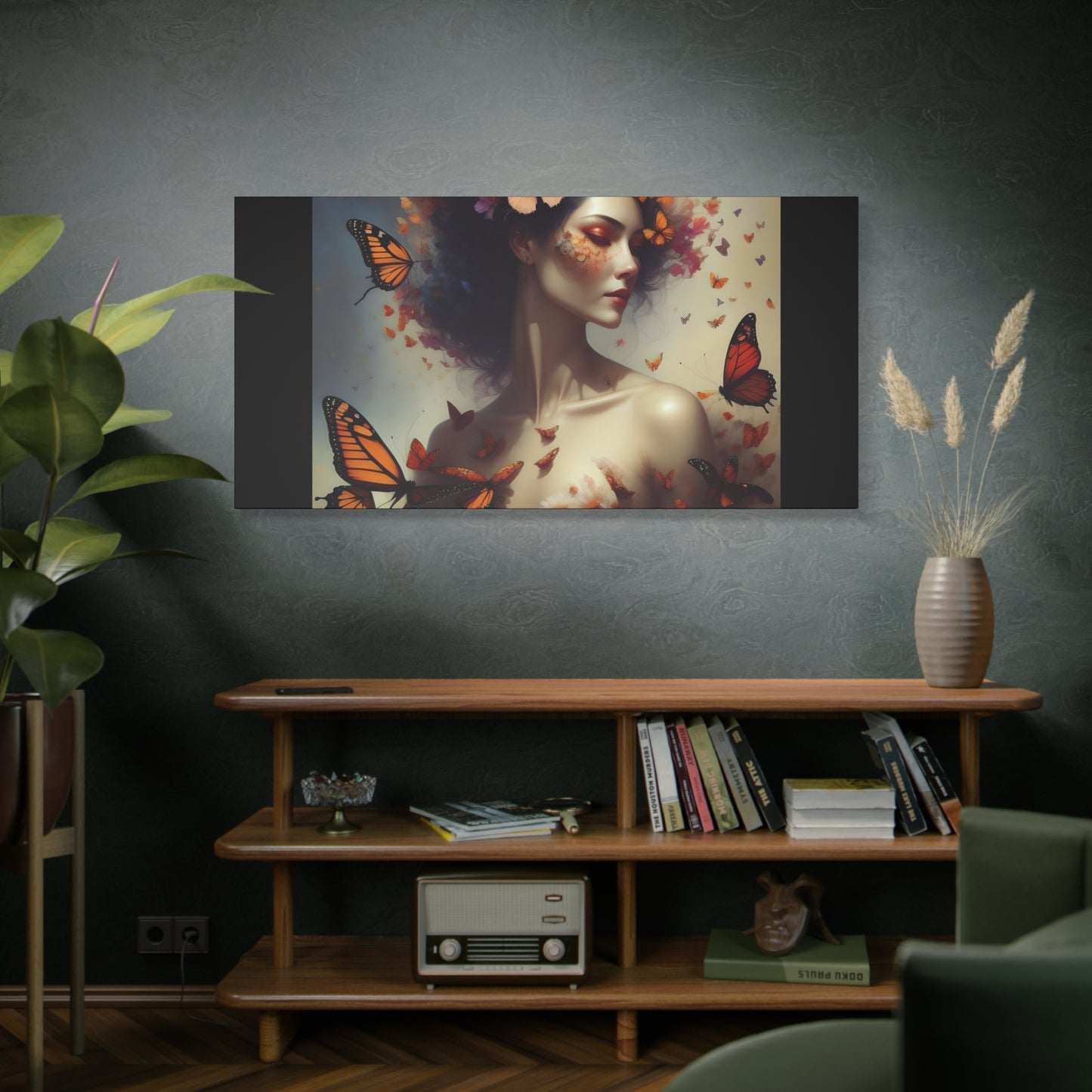 Canvas Wall Art - Butterfly Woman Print, Floral Home Decor, Unique Gift for Nature Lovers, Birthday Decoration, Whimsical Art
