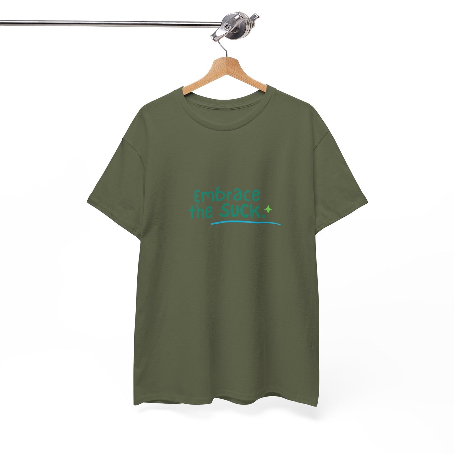 Unisex Heavy Cotton Tee - Embrace the Suck, Casual Tee, Motivational Shirt, Gift for Him/Her, Everyday Wear, Inspirational Apparel