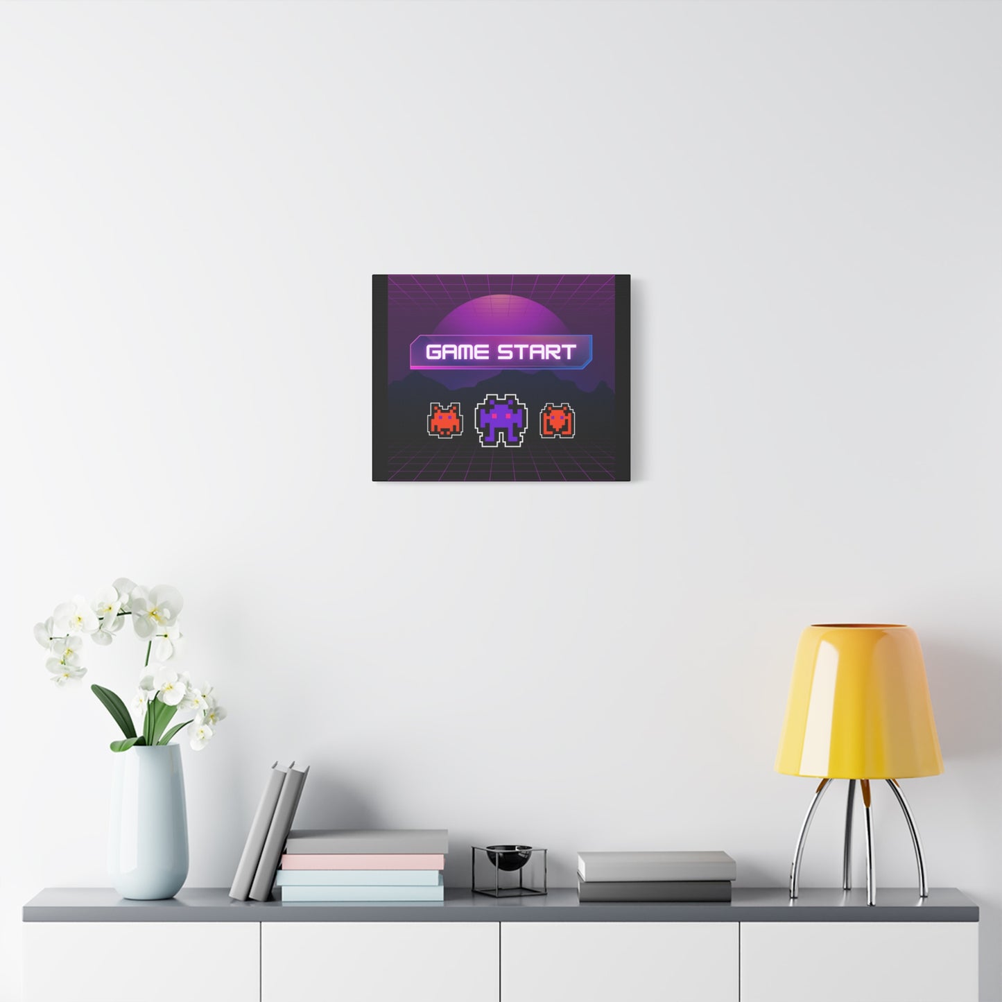 Retro Game Start Canvas Art Print | 80s Gaming Wall Decor, Gamer Gift, Pixel Art, Nostalgic Artwork, Home Decor