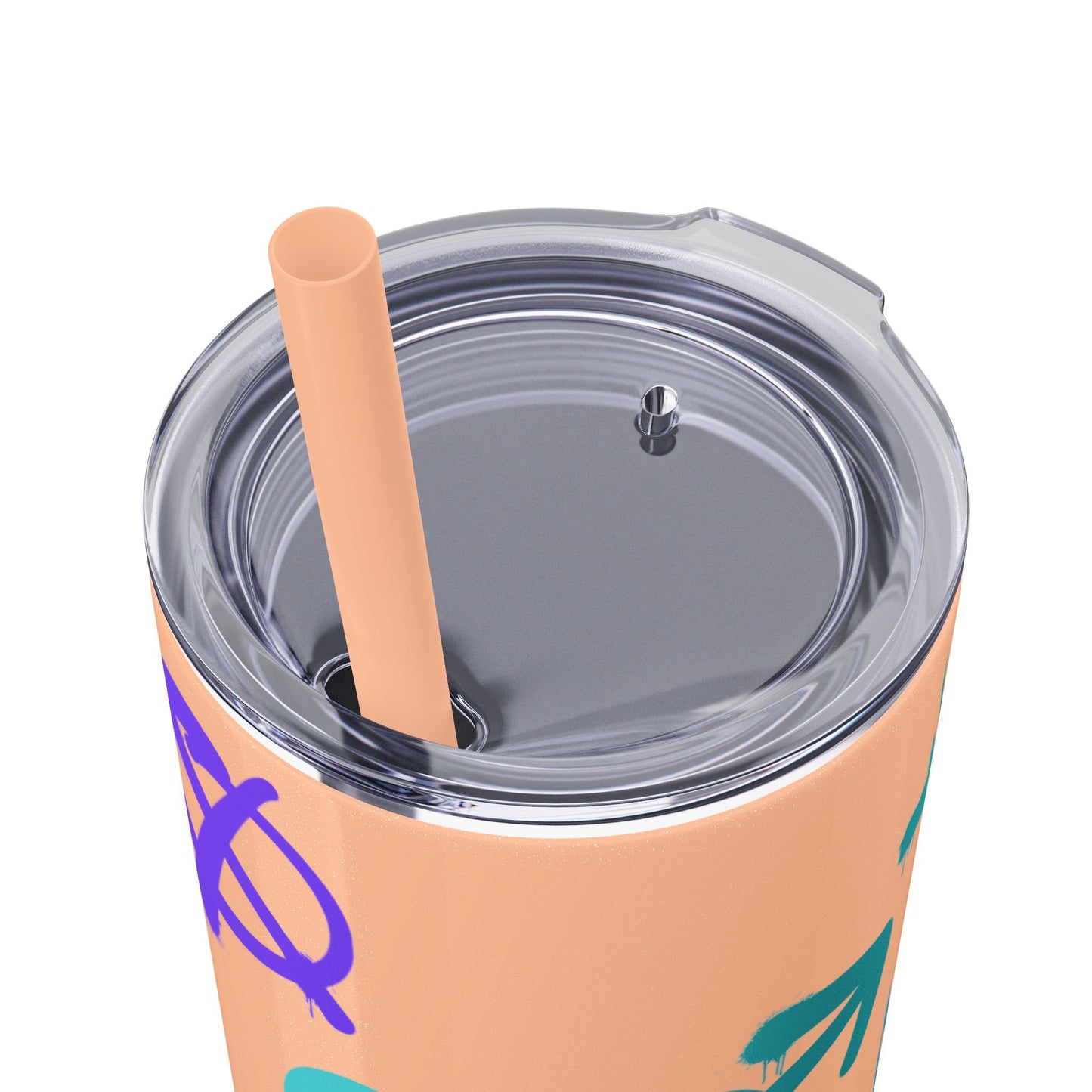 Trendy Skinny Tumbler with Straw, 20oz | Unique Graffiti Style Drinkware for Teens, Gifts, Parties, and Everyday Use