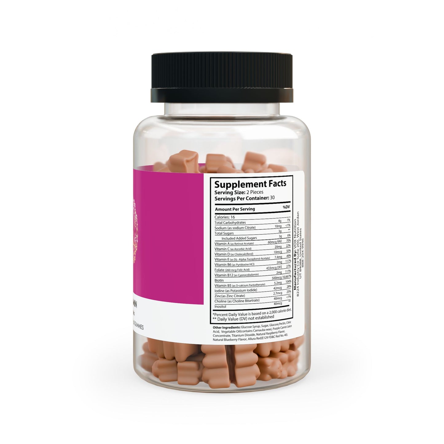 Purple Carrot NON GMO Very Berry Biotin Hair Vitamin Gummies (60 Gummies)