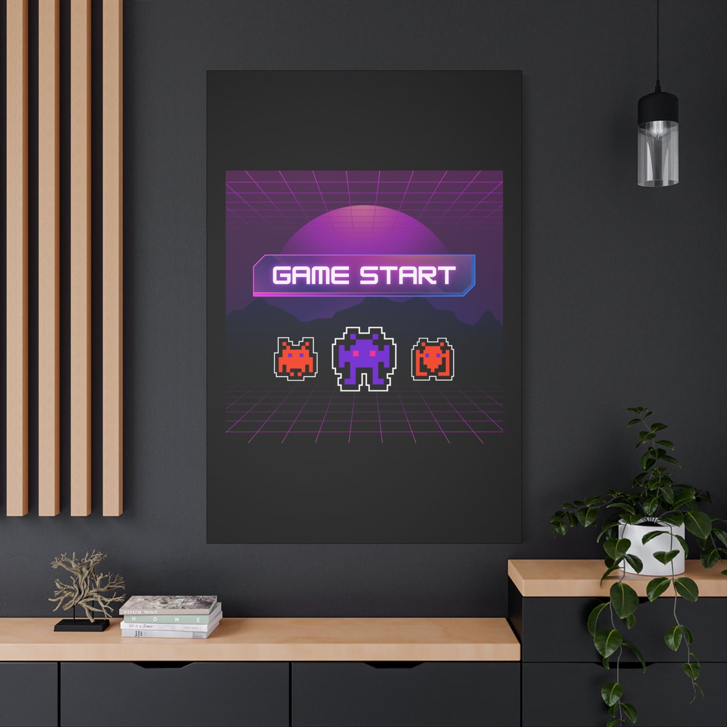 Retro Game Start Canvas Art Print | 80s Gaming Wall Decor, Gamer Gift, Pixel Art, Nostalgic Artwork, Home Decor