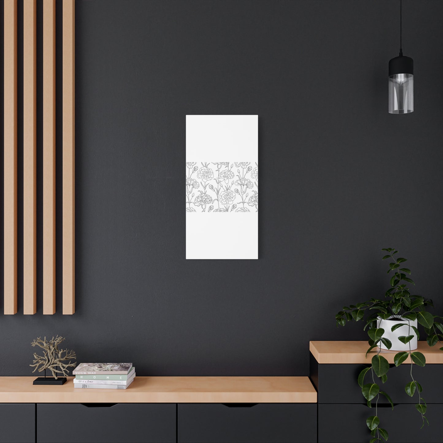 Floral Canvas Art, Stretched Wall Decor, Home Gift, Botanical Print, Modern Design, Matte Finish