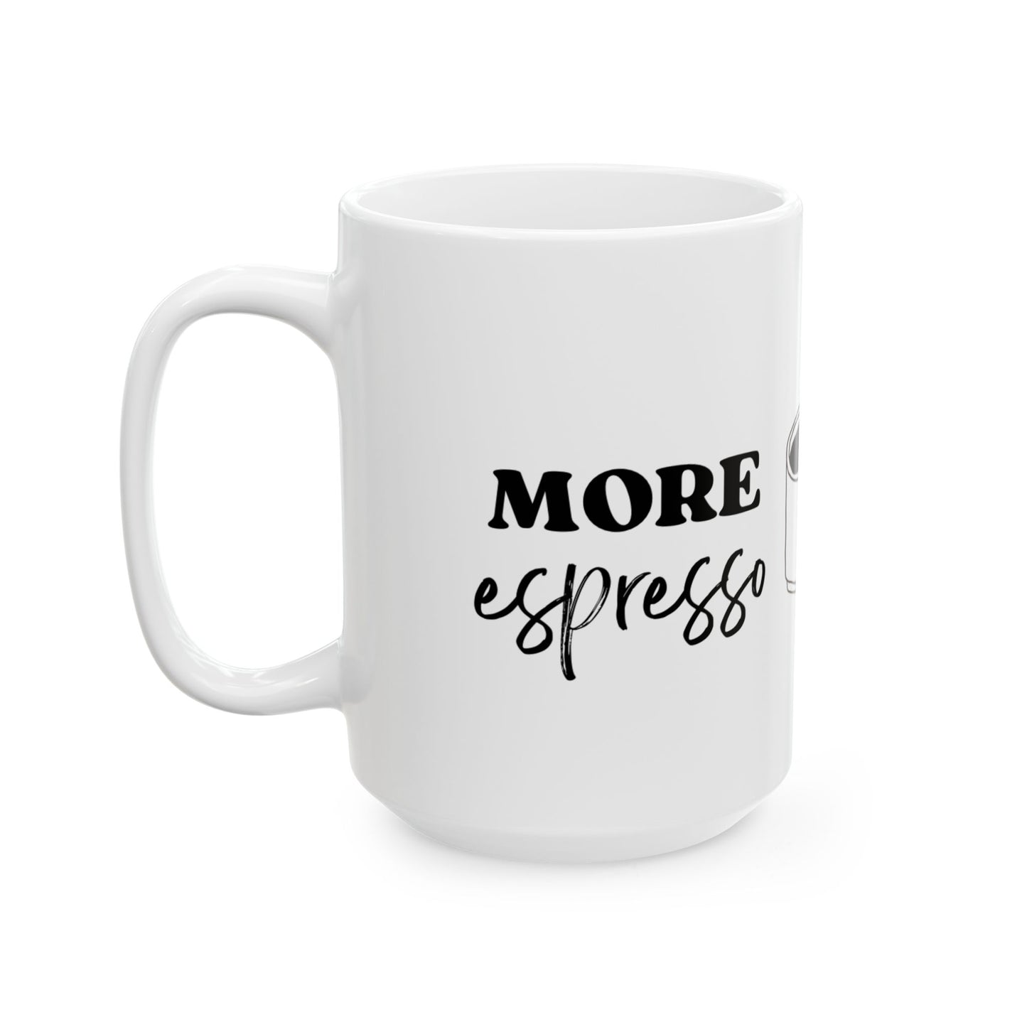MORE EXPRESSO, LESS DEPRESSO Artisan Coffee Mug with Fun Quotes, Unique Gift for Coffee Lovers, Home Decor, Birthday Present, Office Mug