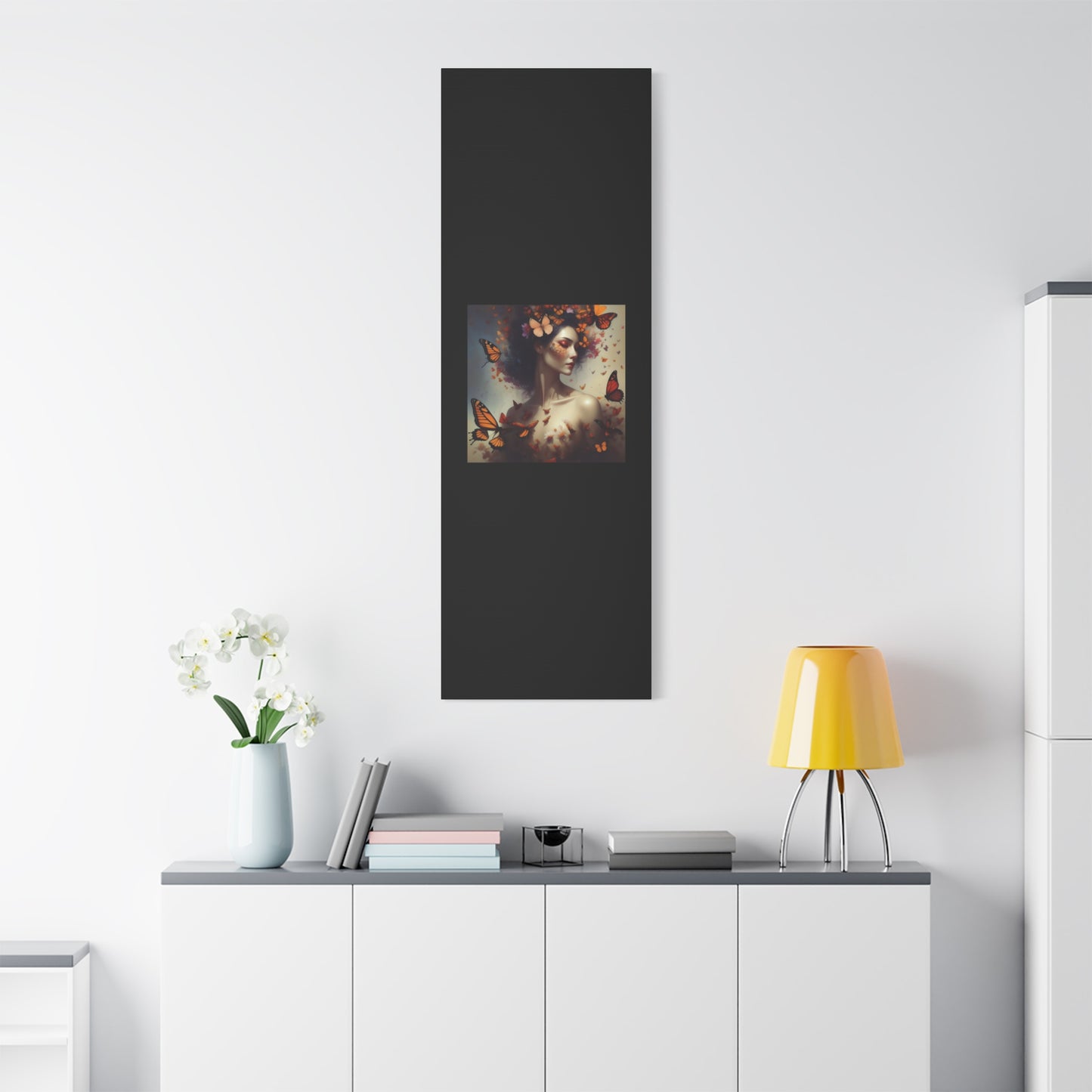Canvas Wall Art - Butterfly Woman Print, Floral Home Decor, Unique Gift for Nature Lovers, Birthday Decoration, Whimsical Art