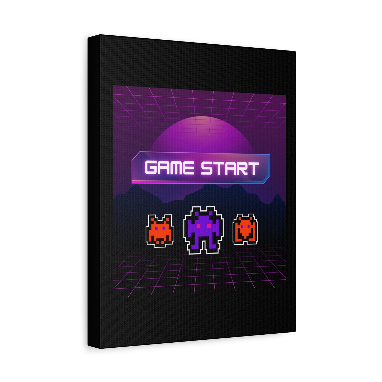 Retro Game Start Canvas Art Print | 80s Gaming Wall Decor, Gamer Gift, Pixel Art, Nostalgic Artwork, Home Decor