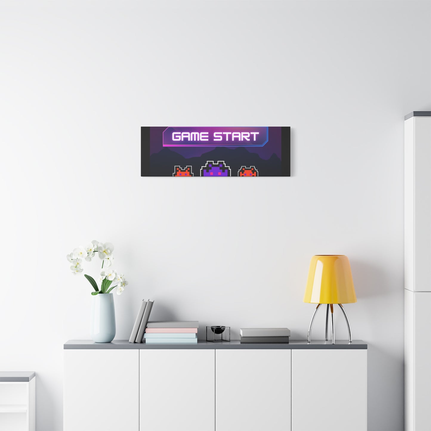 Retro Game Start Canvas Art Print | 80s Gaming Wall Decor, Gamer Gift, Pixel Art, Nostalgic Artwork, Home Decor