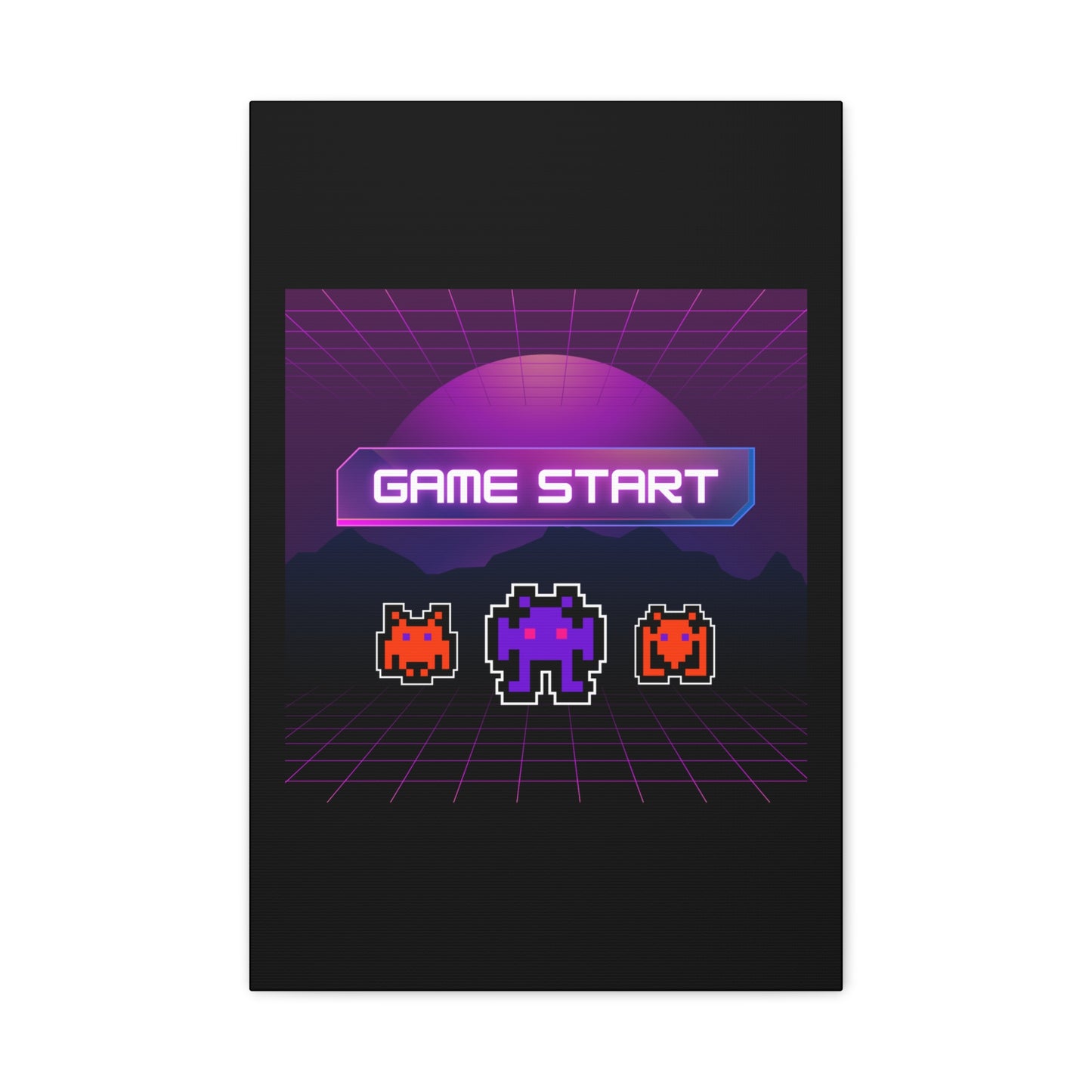 Retro Game Start Canvas Art Print | 80s Gaming Wall Decor, Gamer Gift, Pixel Art, Nostalgic Artwork, Home Decor
