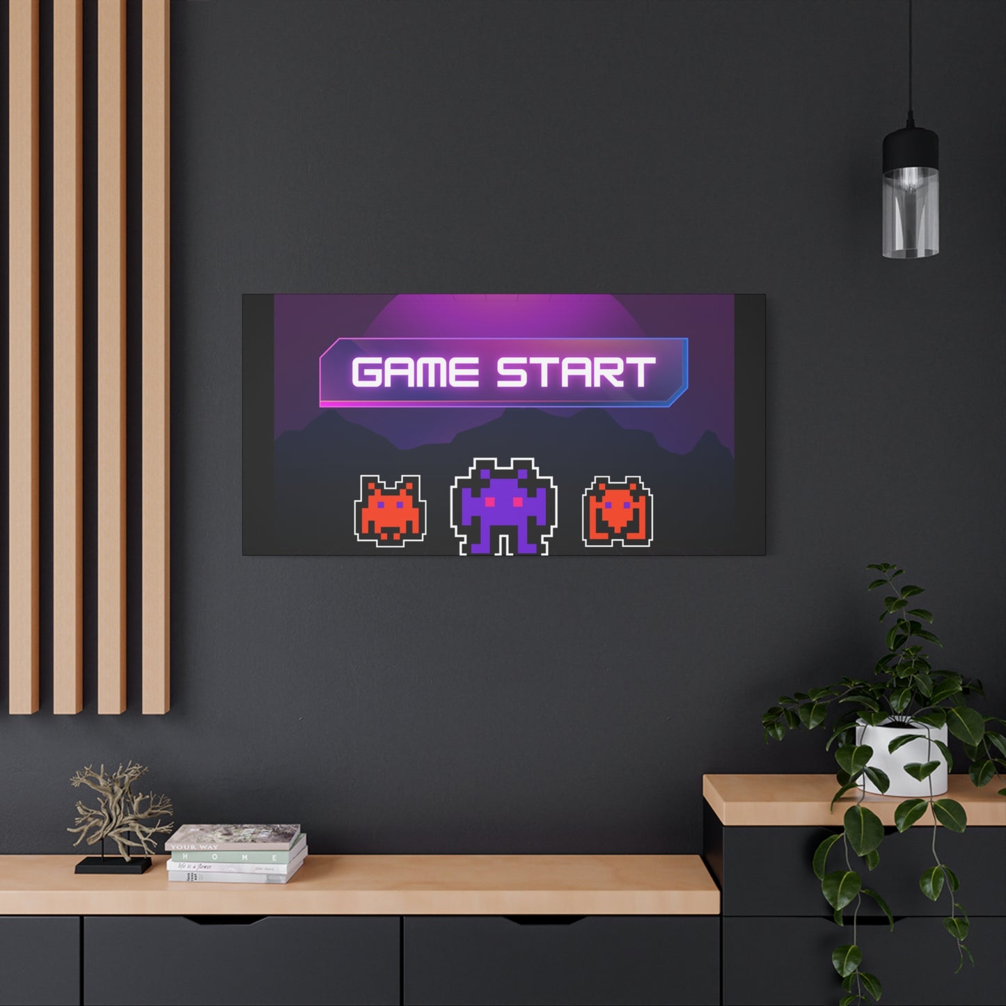 Retro Game Start Canvas Art Print | 80s Gaming Wall Decor, Gamer Gift, Pixel Art, Nostalgic Artwork, Home Decor