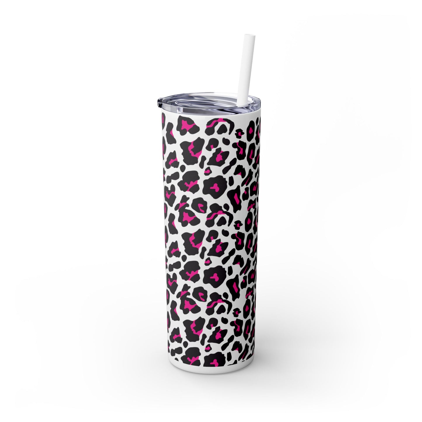 Trendy Leopard Print Skinny Tumbler, 20oz | Stylish Drinkware for Home, Office, Gifts, Reusable Straw, Animal Print