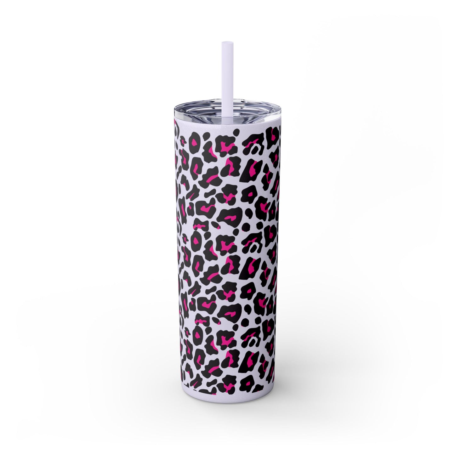 Trendy Leopard Print Skinny Tumbler, 20oz | Stylish Drinkware for Home, Office, Gifts, Reusable Straw, Animal Print