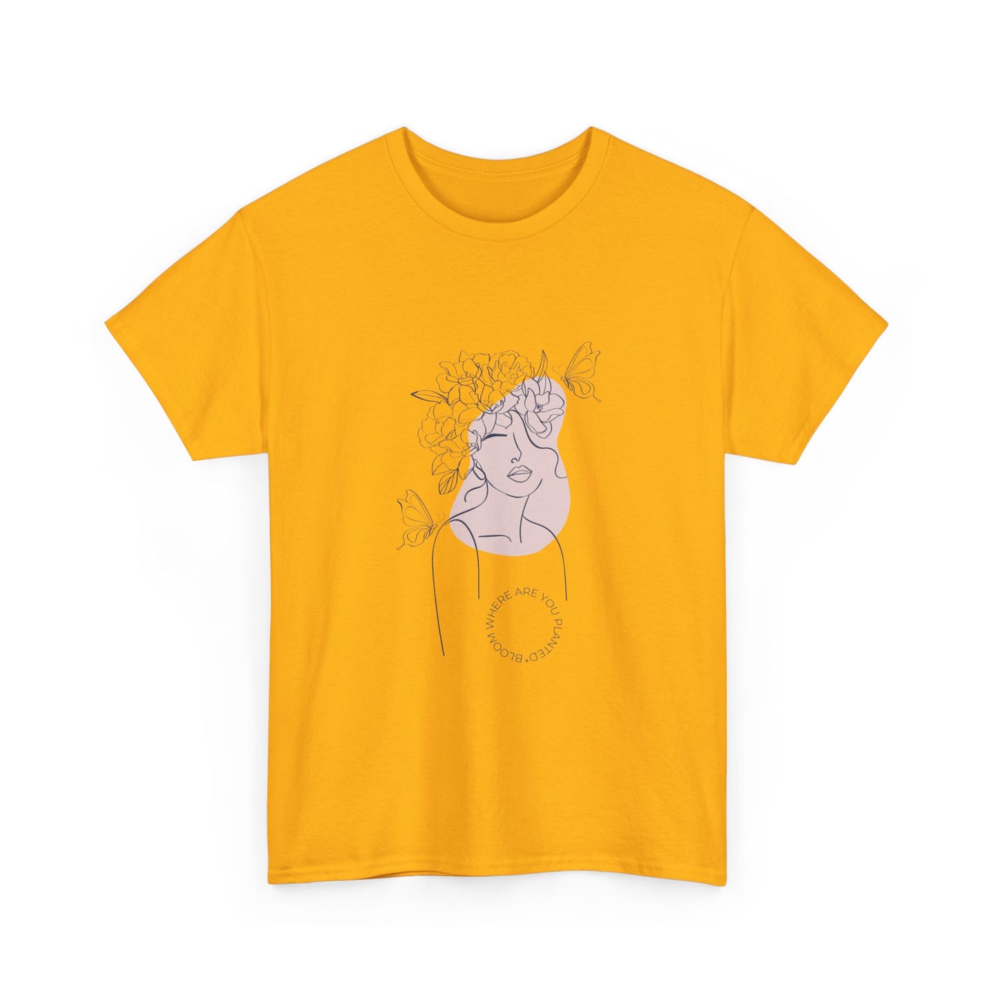 Bloom Where You Are Planted Chic Inspirational Quote Tee, Inspirational Cotton T-Shirt, Casual Graphic Tee, Vintage Style Unisex Shirt, Gift for Her