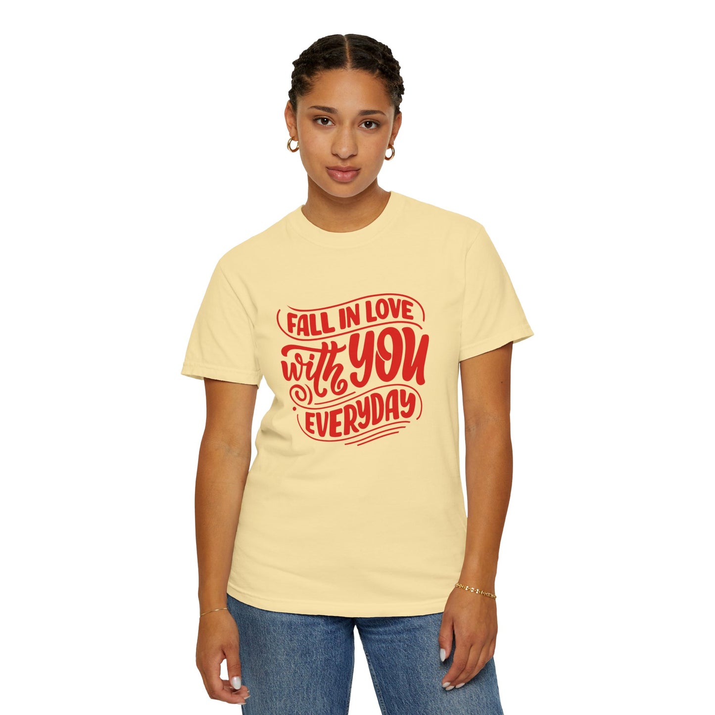 Fall in Love with YOU Quote T-shirt for Couples, Valentine's Day, Gifts for Him/Her, Casual Everyday Wear, Comfortable Unisex Tee