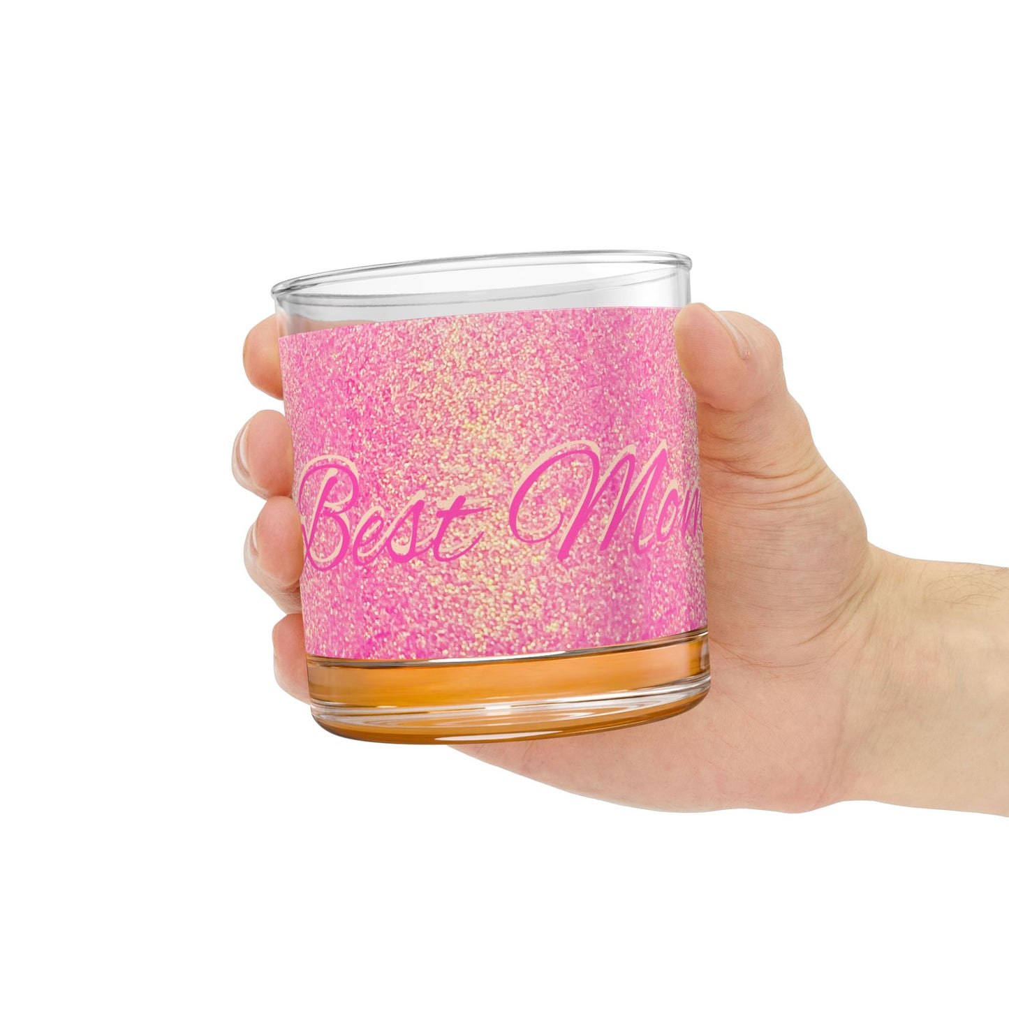Best Mom Ever Holographic Rainbow Glitter Print Rocks Glass, 10oz - Sparkle Barware