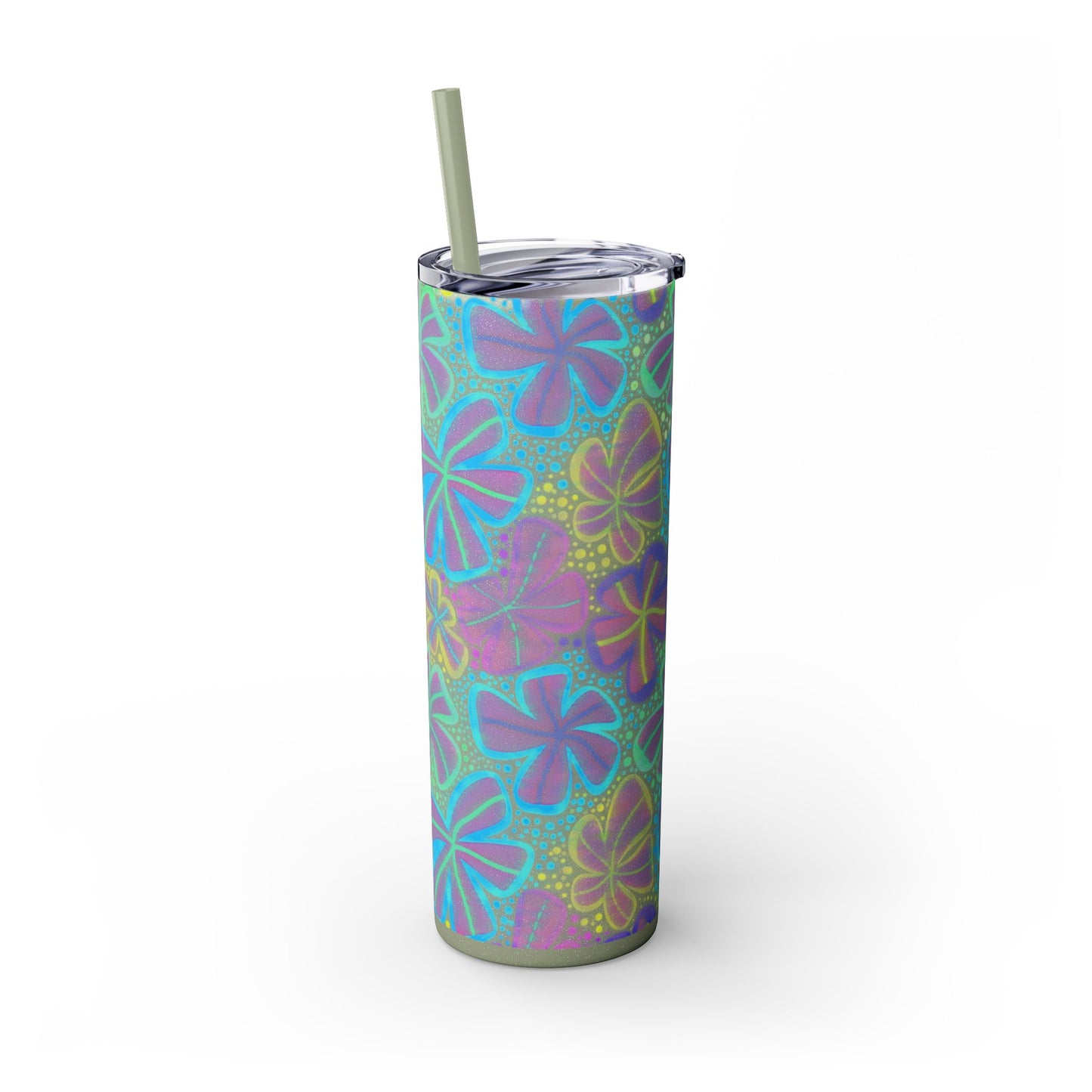 Pastel Butterfly Tumbler, 20oz Drinkware, Spring Decor, Cute Gift for Her, Eco-Friendly Cup, Floral Water Bottle