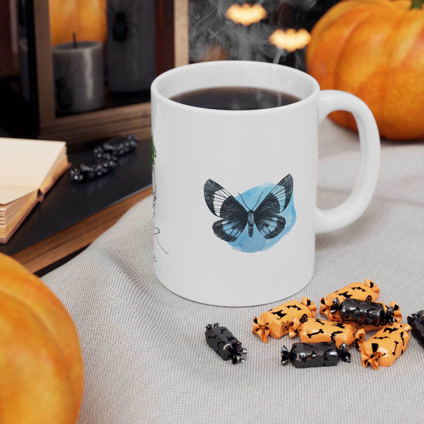 Elegant Woman Butterfly Ceramic Mug | Inspirational Gift, Art Coffee Cup, Unique Design, Home Decor, Mother's Day Gift