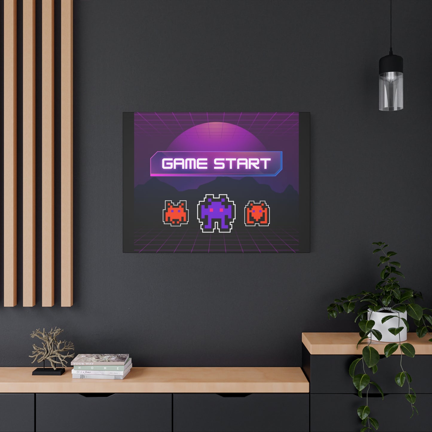 Retro Game Start Canvas Art Print | 80s Gaming Wall Decor, Gamer Gift, Pixel Art, Nostalgic Artwork, Home Decor