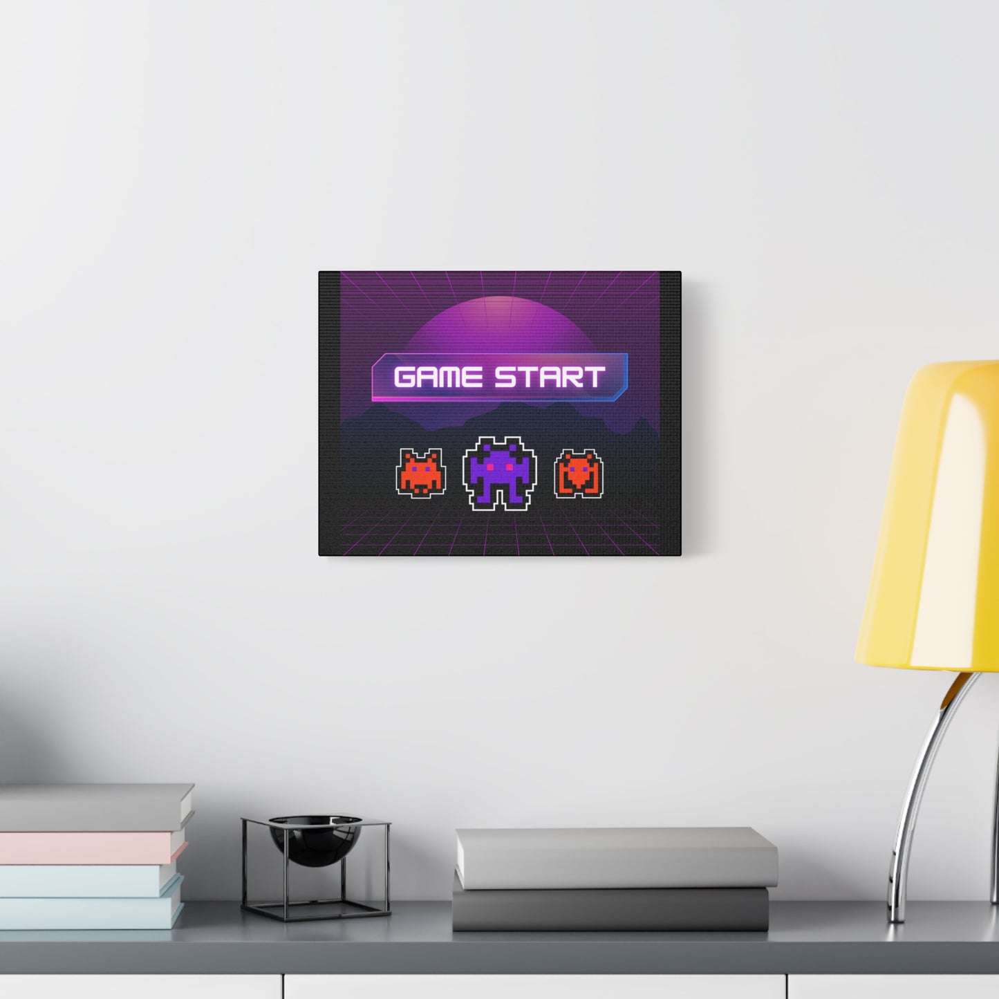 Retro Game Start Canvas Art Print | 80s Gaming Wall Decor, Gamer Gift, Pixel Art, Nostalgic Artwork, Home Decor