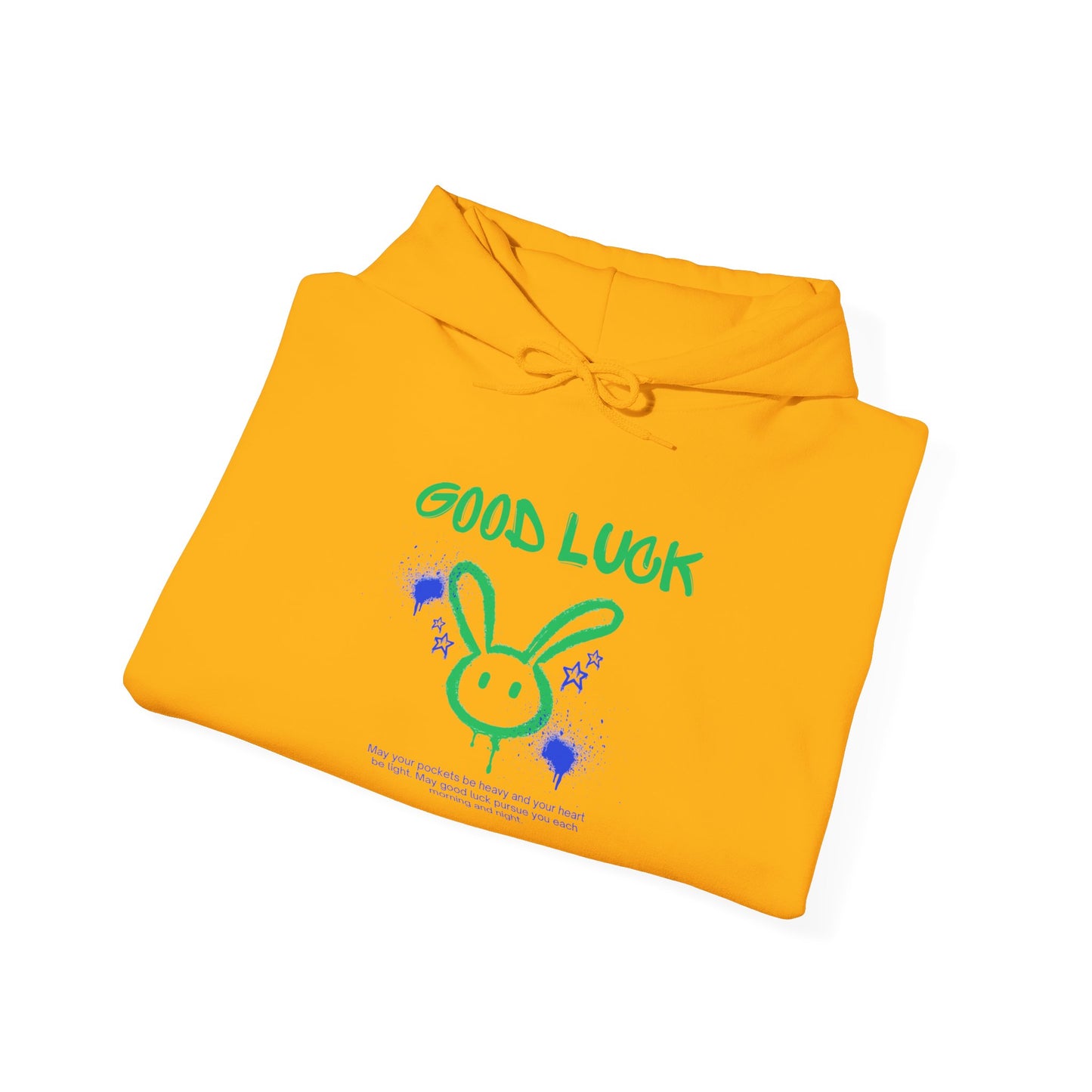 Good Luck Never Stop Unisex Heavy Blend Hooded Sweatshirt | Lucky Easter Bunny Design