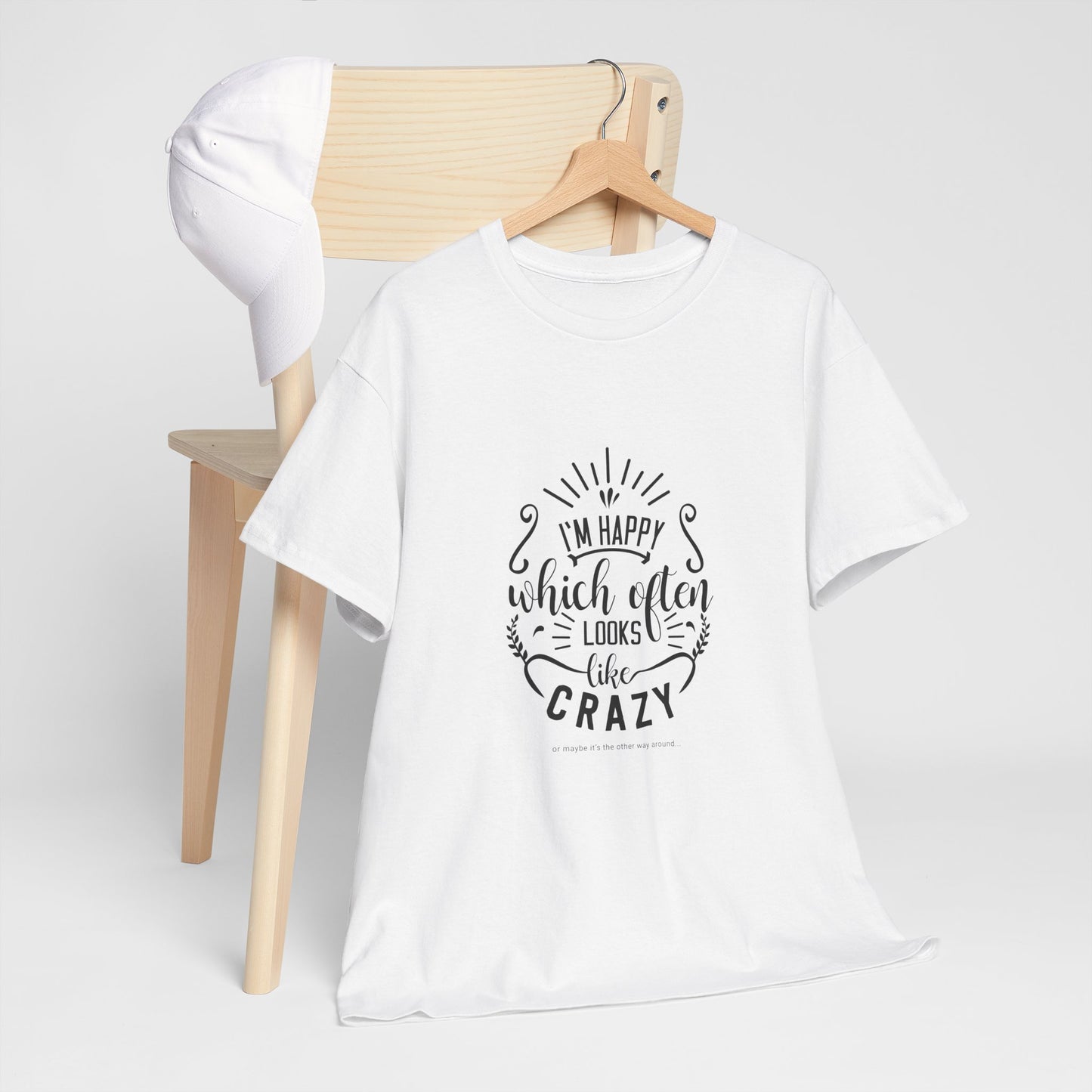 Happy Life or Crazy Unisex Cotton Tee - Perfect for Everyday Wear, Gift, Casual Style, Festival, and Celebrations