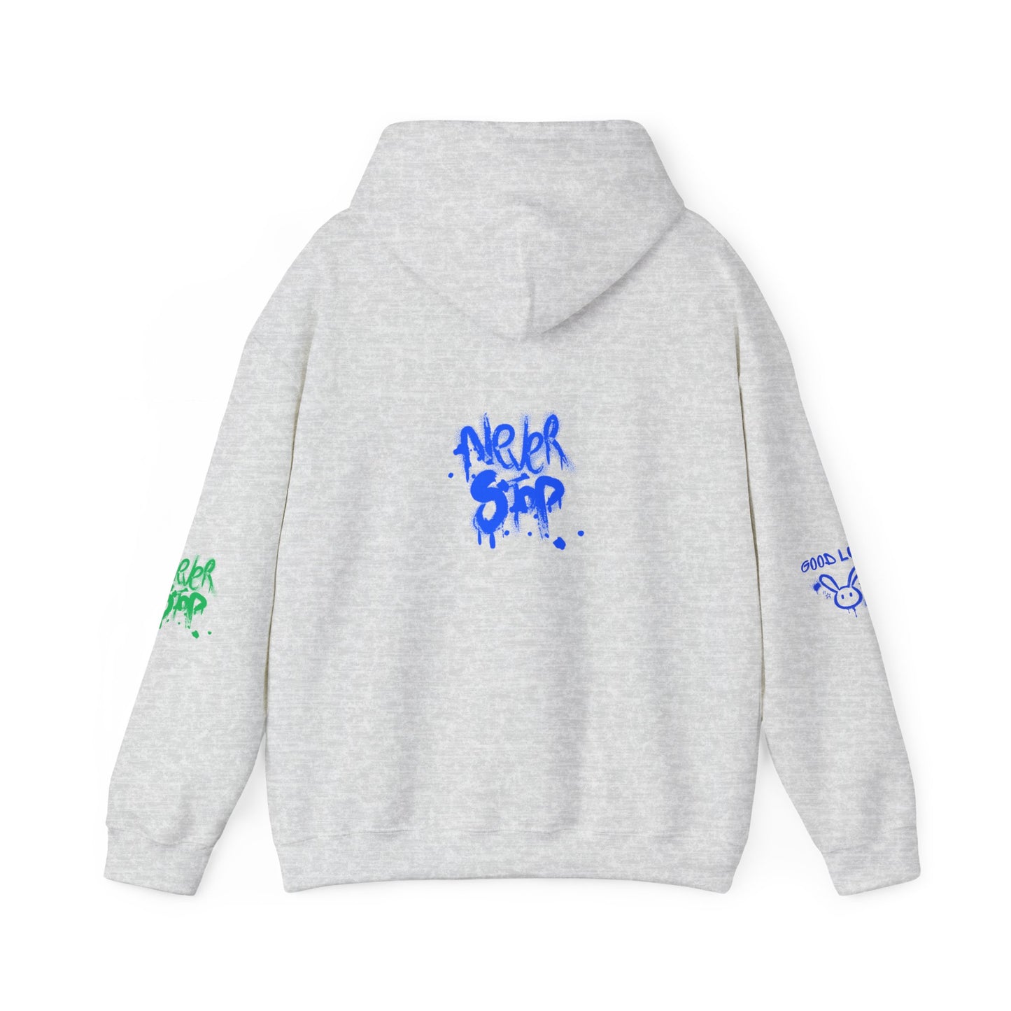 Good Luck Never Stop Unisex Heavy Blend Hooded Sweatshirt | Lucky Easter Bunny Design