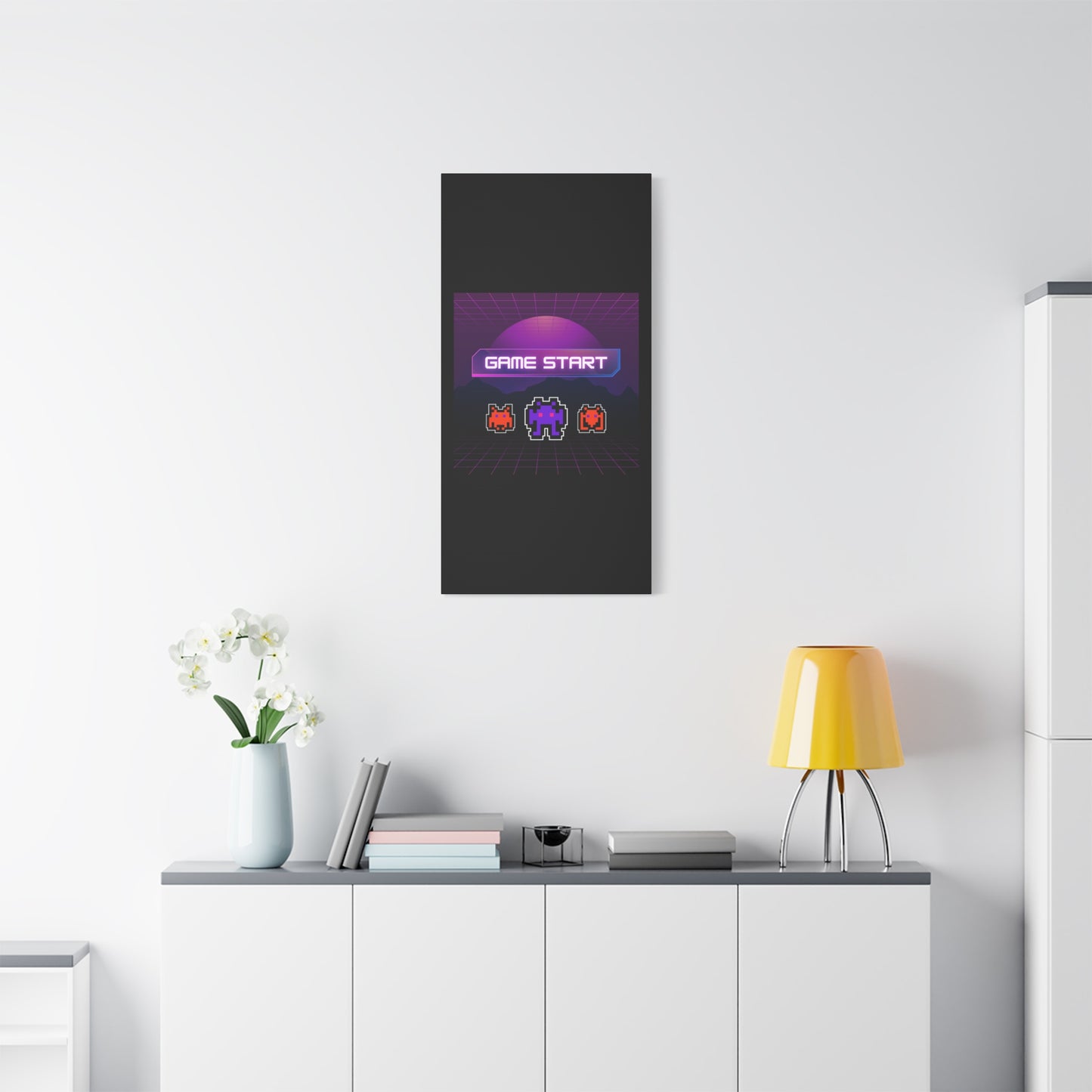Retro Game Start Canvas Art Print | 80s Gaming Wall Decor, Gamer Gift, Pixel Art, Nostalgic Artwork, Home Decor