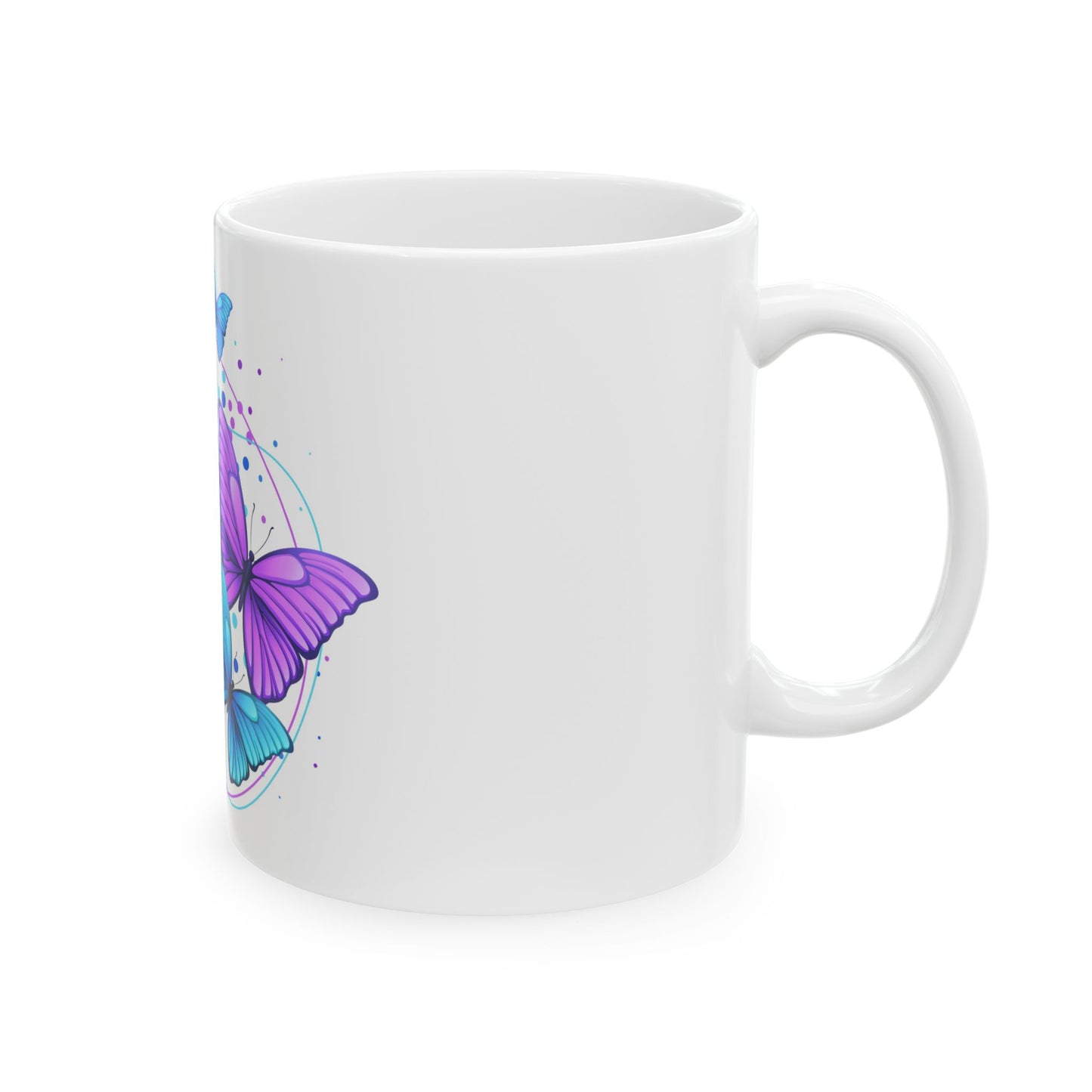 Butterfly Dreams Ceramic Mug, Colorful Butterfly Mug, Blue and Purple Mug, Nature Lover Gift, Spring Decor, Eco-Friendly Coffee Cup