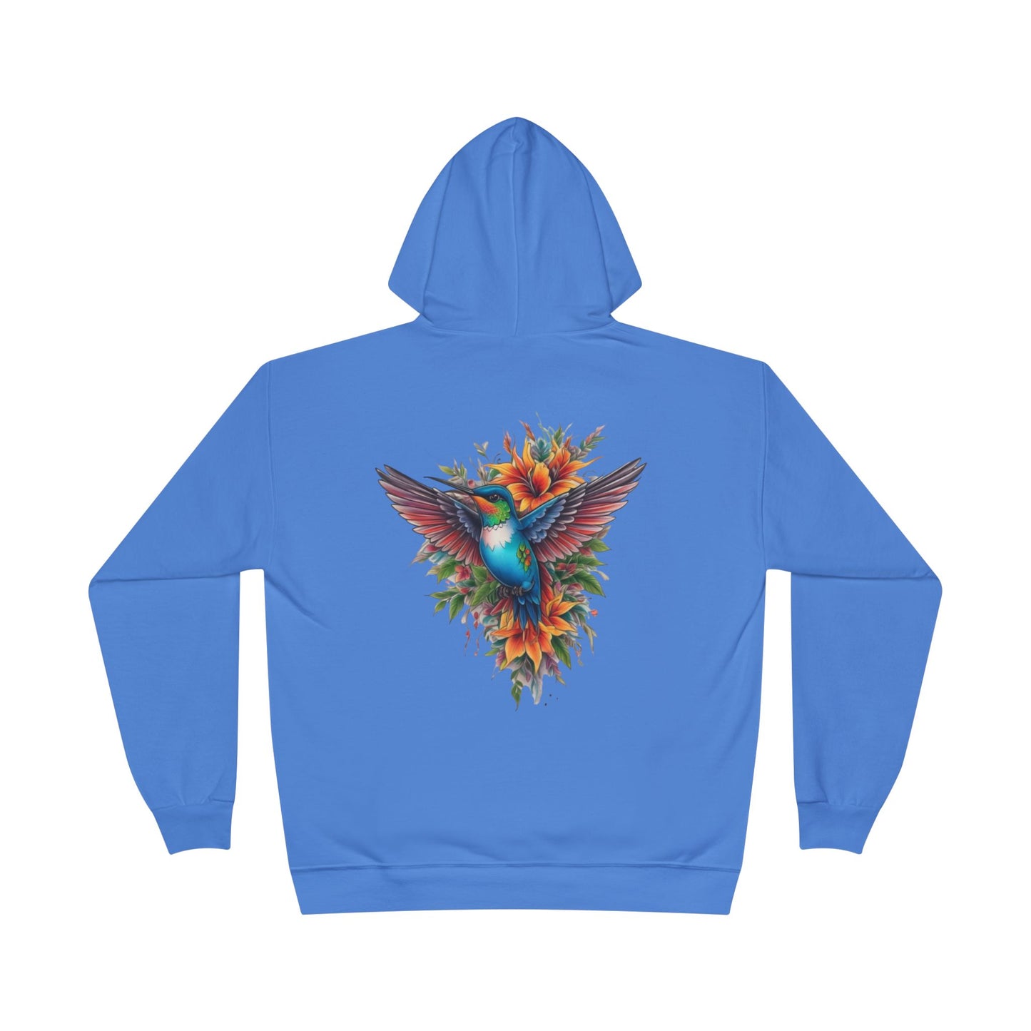 Vibrant Hummingbird Hoodie, Eco-Friendly Pullover, Perfect Gift for Nature Lovers, Spring Fashion, Unique Floral Design
