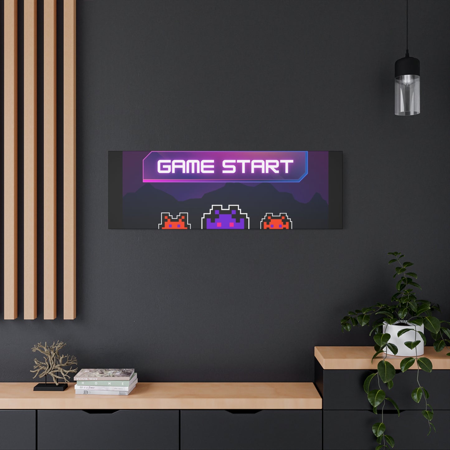 Retro Game Start Canvas Art Print | 80s Gaming Wall Decor, Gamer Gift, Pixel Art, Nostalgic Artwork, Home Decor