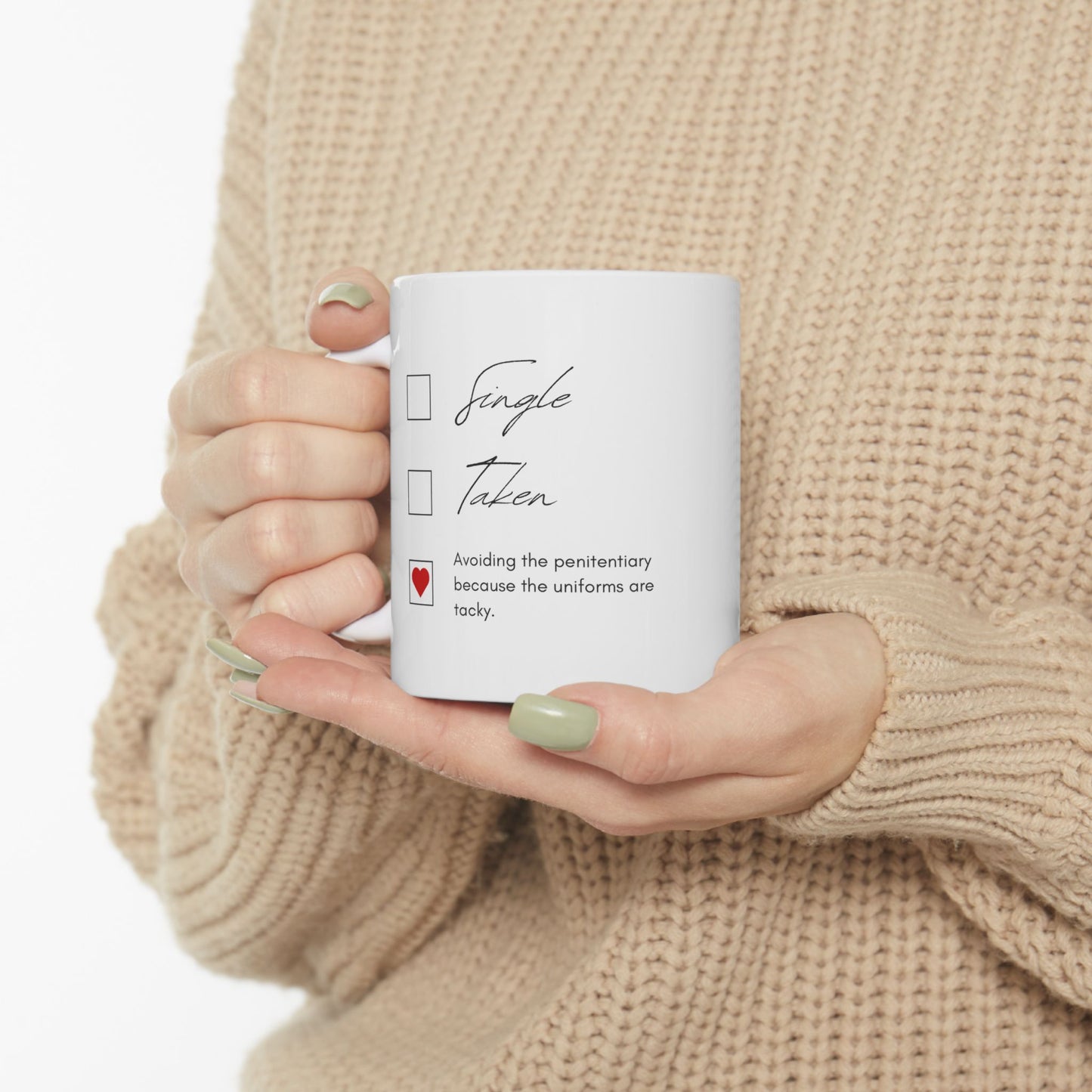 Single Taken Hilarious Mug - Checklist Ceramic Mug - Cute Coffee Cup for Tea Singles Gift, Home Office Decor, Unique Gift Idea, Personalized Mug