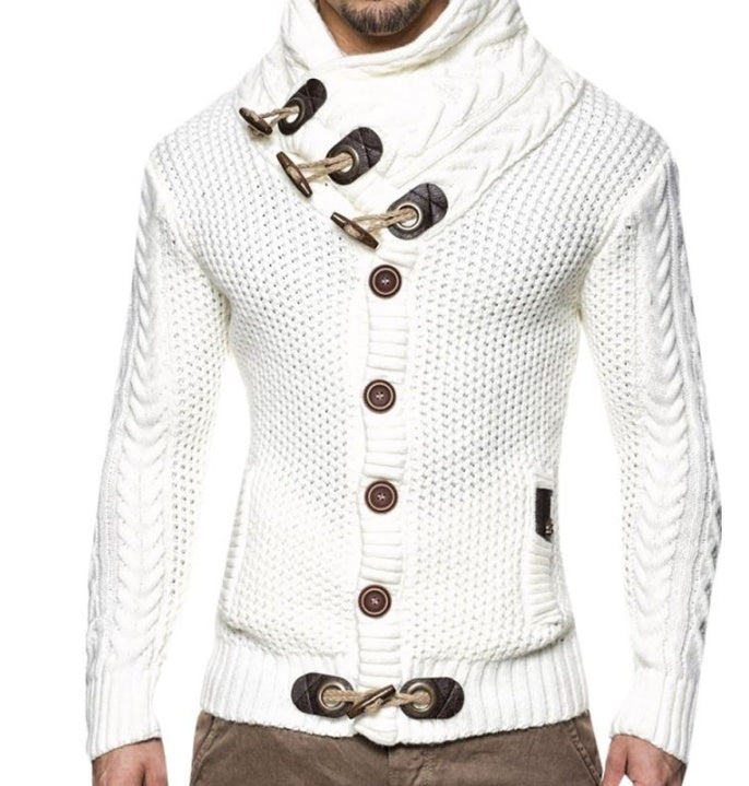 Knitted Casual Turtleneck Sweater Thick Hedging Pullover Jacket for Men