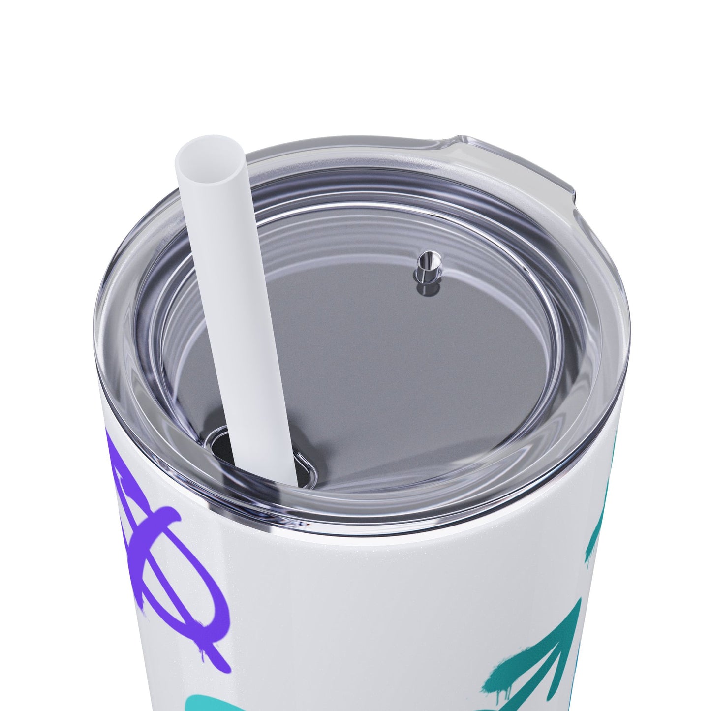 Trendy Skinny Tumbler with Straw, 20oz | Unique Graffiti Style Drinkware for Teens, Gifts, Parties, and Everyday Use