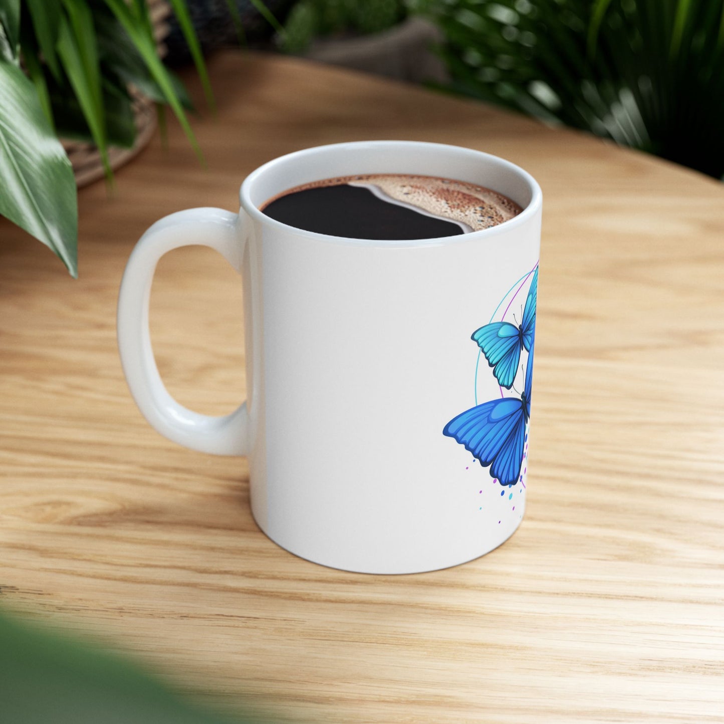 Butterfly Dreams Ceramic Mug, Colorful Butterfly Mug, Blue and Purple Mug, Nature Lover Gift, Spring Decor, Eco-Friendly Coffee Cup