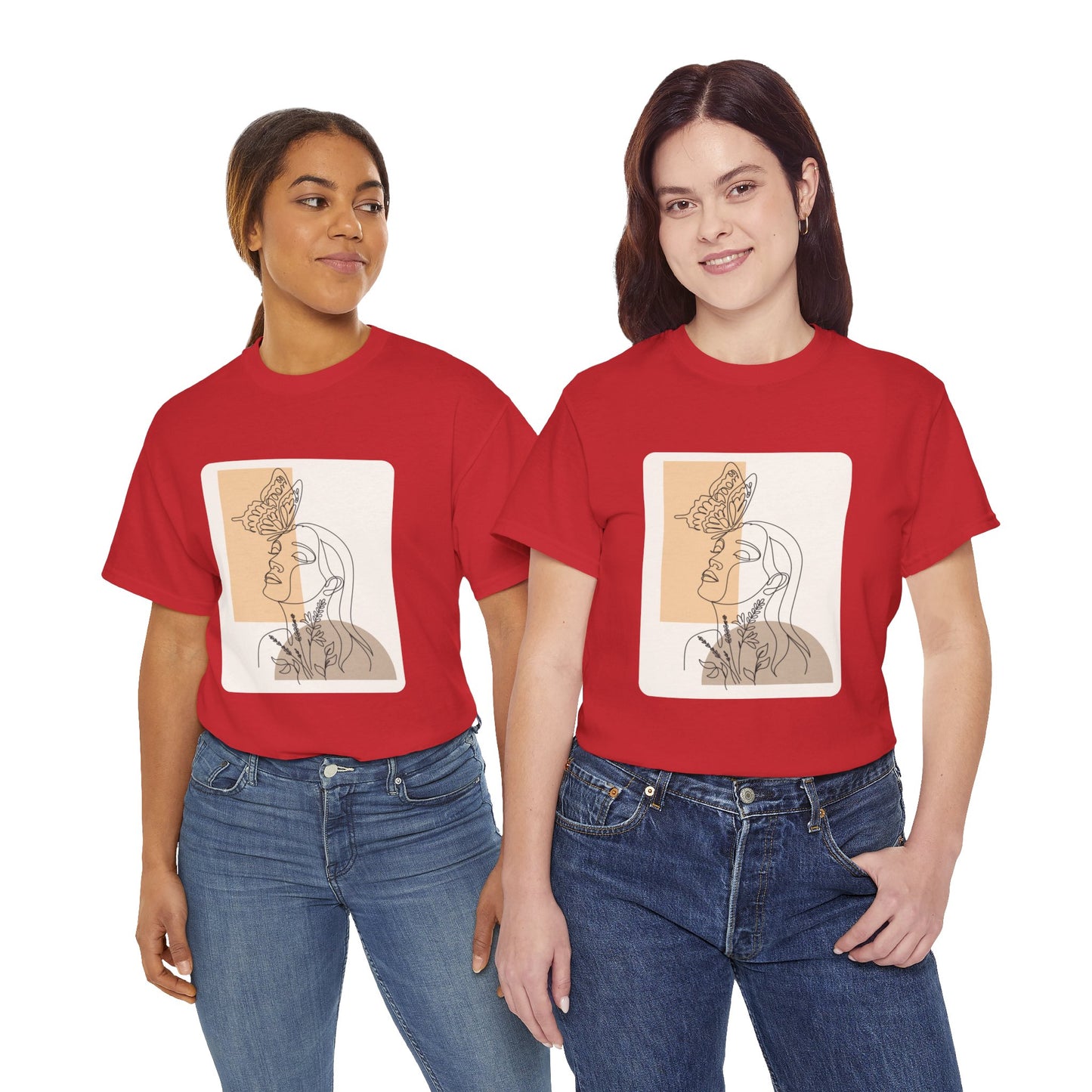 Artistic Unisex Tee: Modern Line Drawing with Butterfly, Perfect for Casual Outings, Gift for Art Lovers, Spring Fashion, Eco-Friendly Wear