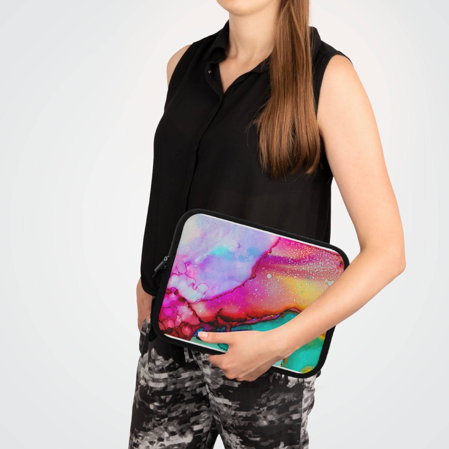 Colorful Abstract Laptop Sleeve, Artistic Tech Case, Creative Computer Bag, Vibrant Gift for Students, Unique Laptop Protector