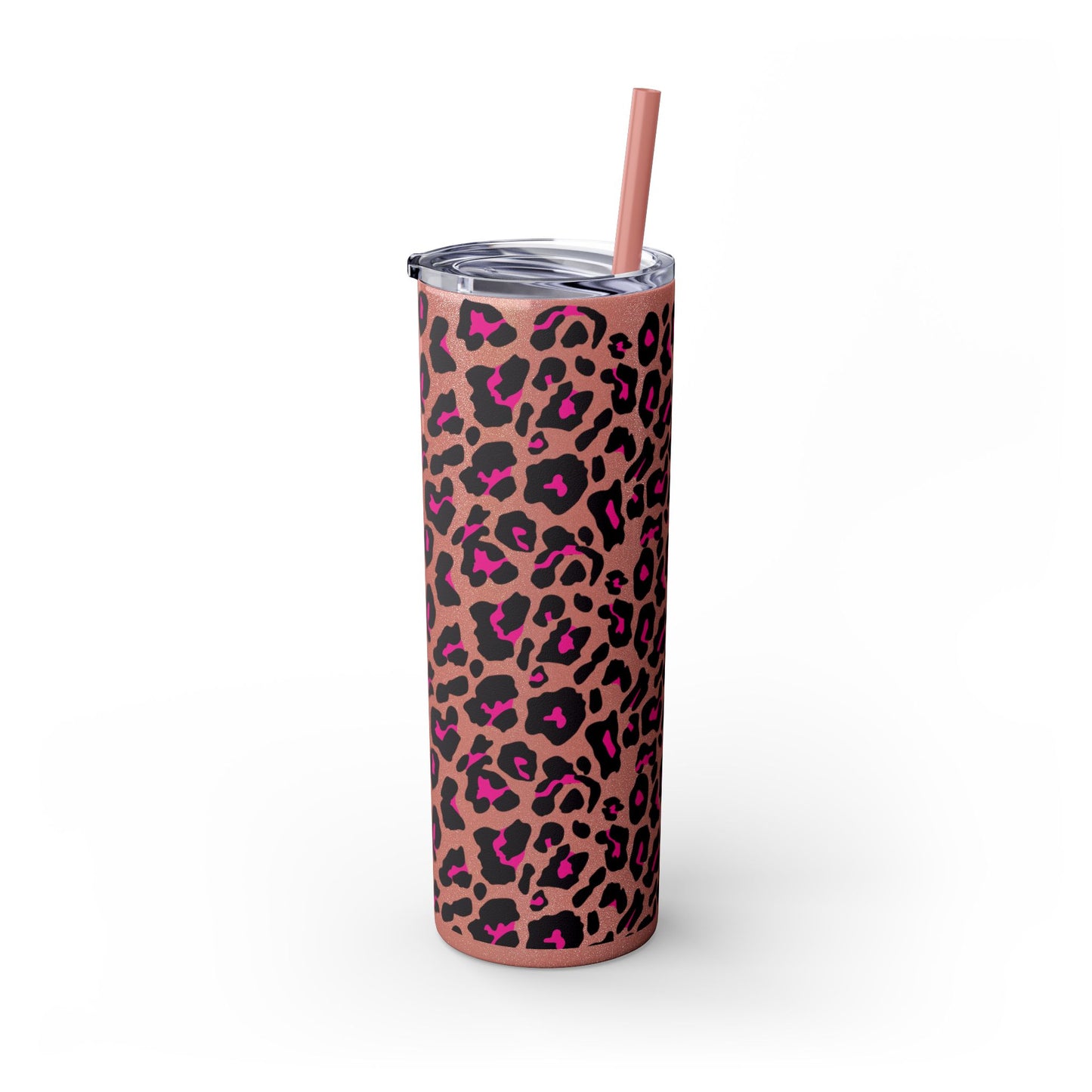 Trendy Leopard Print Skinny Tumbler, 20oz | Stylish Drinkware for Home, Office, Gifts, Reusable Straw, Animal Print