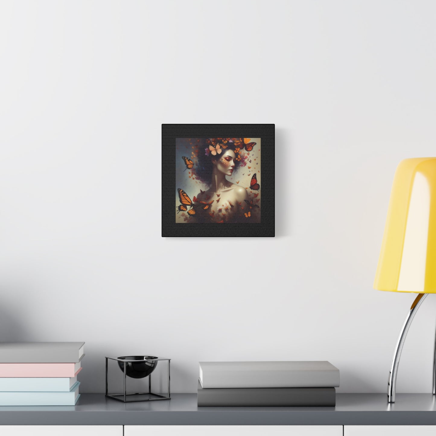 Canvas Wall Art - Butterfly Woman Print, Floral Home Decor, Unique Gift for Nature Lovers, Birthday Decoration, Whimsical Art