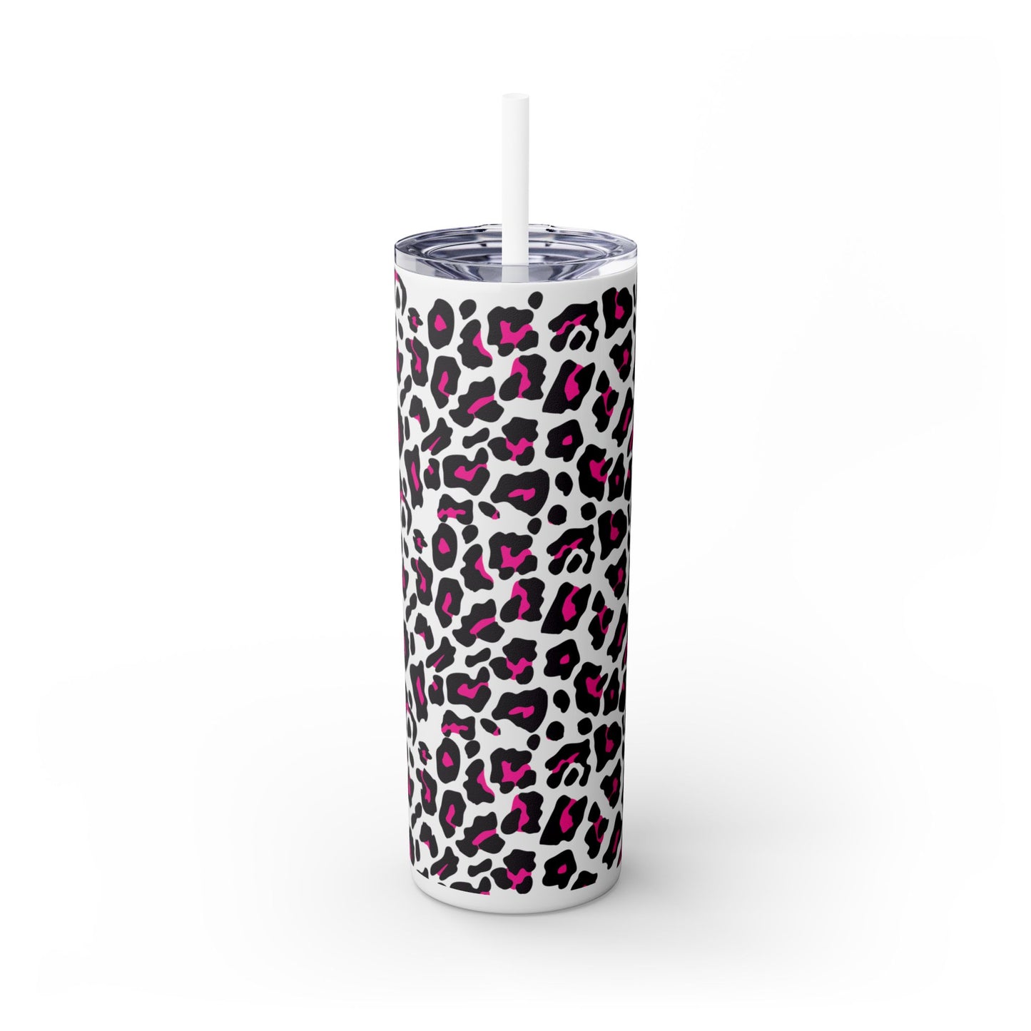 Trendy Leopard Print Skinny Tumbler, 20oz | Stylish Drinkware for Home, Office, Gifts, Reusable Straw, Animal Print