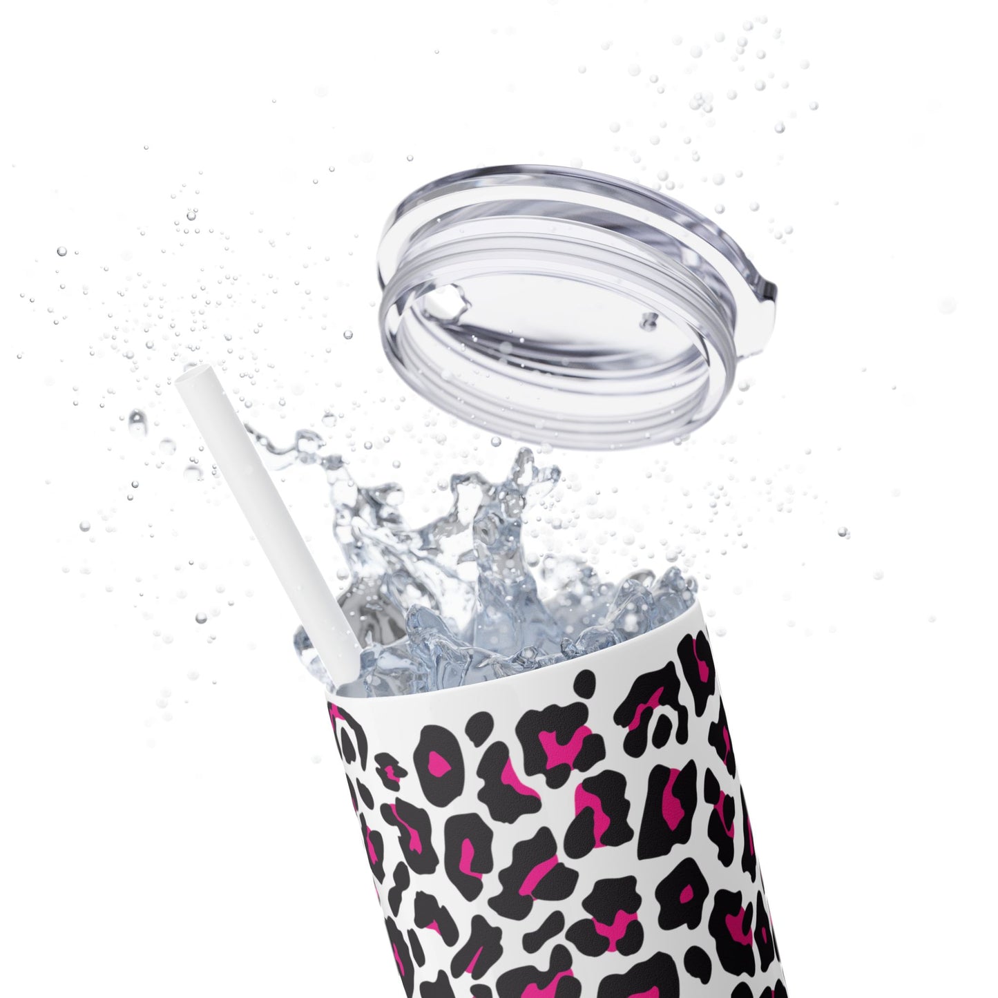 Trendy Leopard Print Skinny Tumbler, 20oz | Stylish Drinkware for Home, Office, Gifts, Reusable Straw, Animal Print