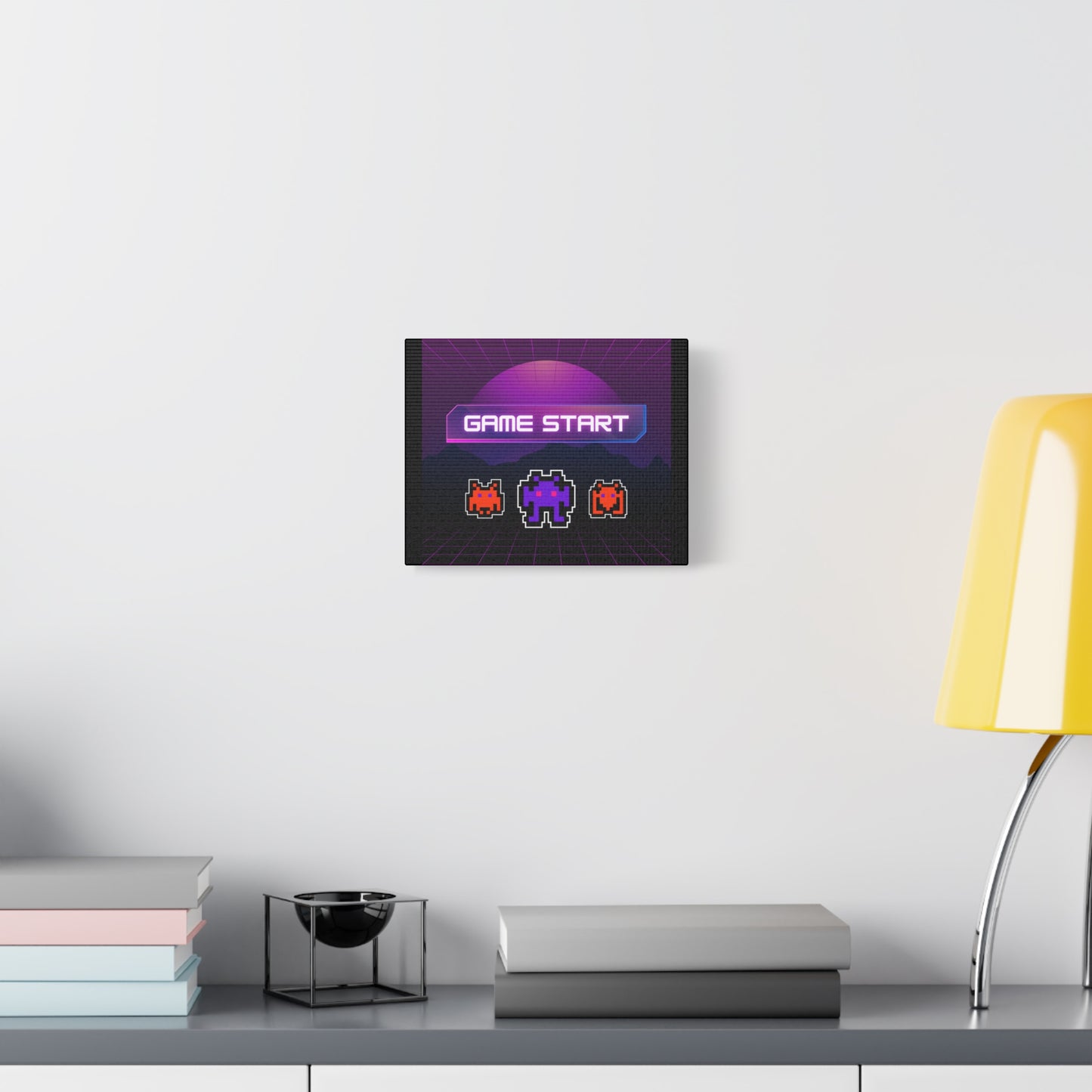Retro Game Start Canvas Art Print | 80s Gaming Wall Decor, Gamer Gift, Pixel Art, Nostalgic Artwork, Home Decor