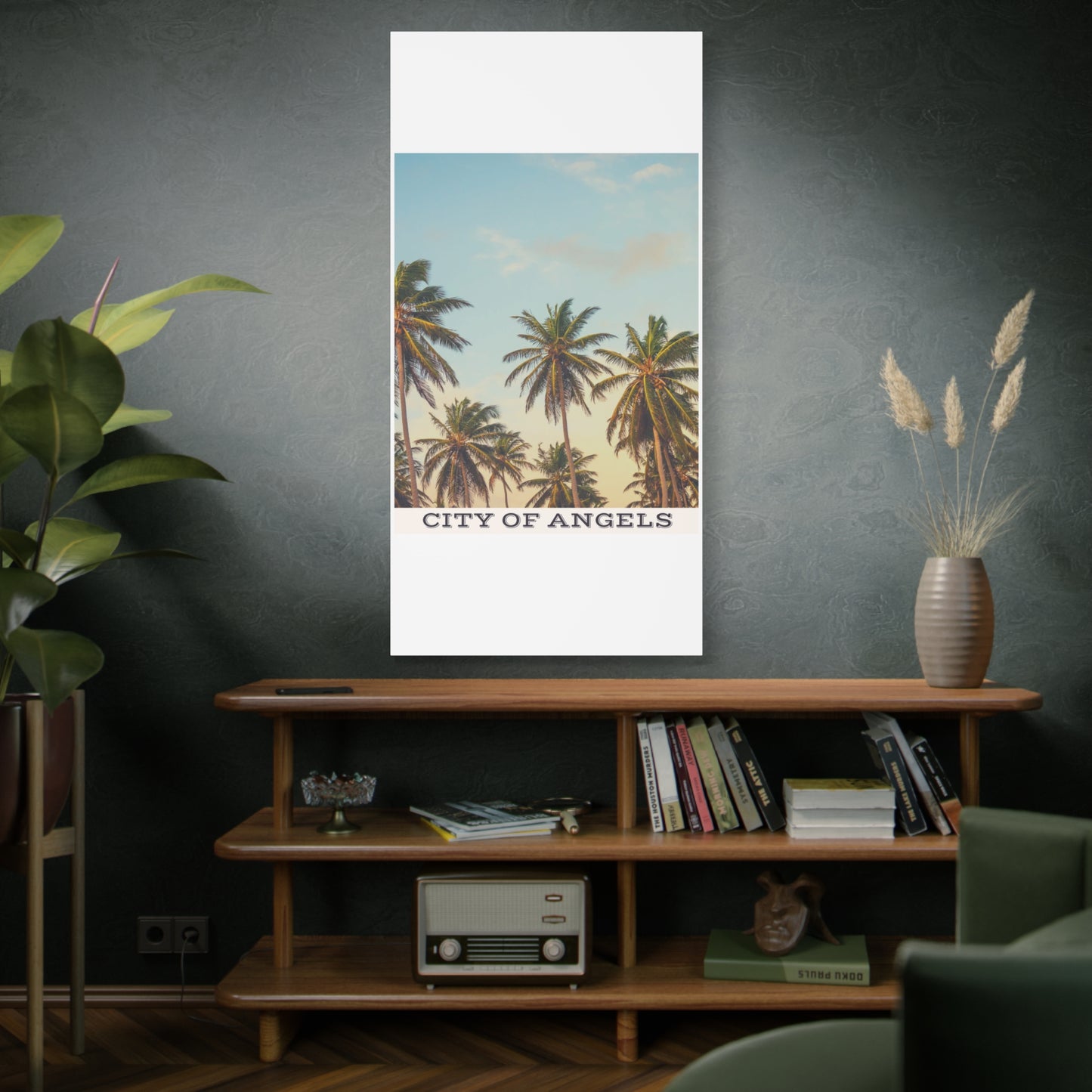 Tropical Palm Tree Canvas Print, City of Angeles Tropical Wall Art, Los Angeles Beach Decor, California Nature Photography, Home Decoration, Gift for Beach Lovers