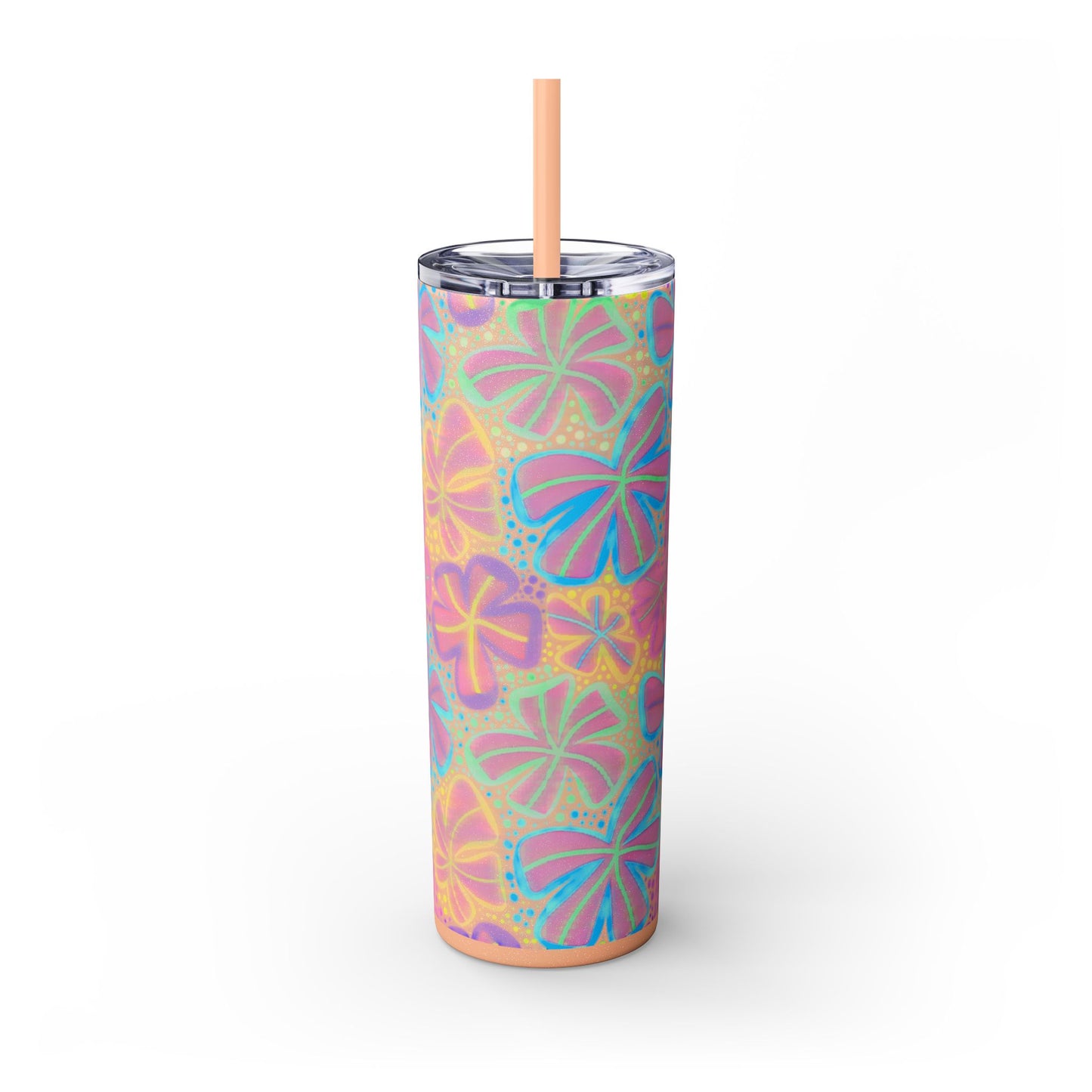 Pastel Butterfly Tumbler, 20oz Drinkware, Spring Decor, Cute Gift for Her, Eco-Friendly Cup, Floral Water Bottle