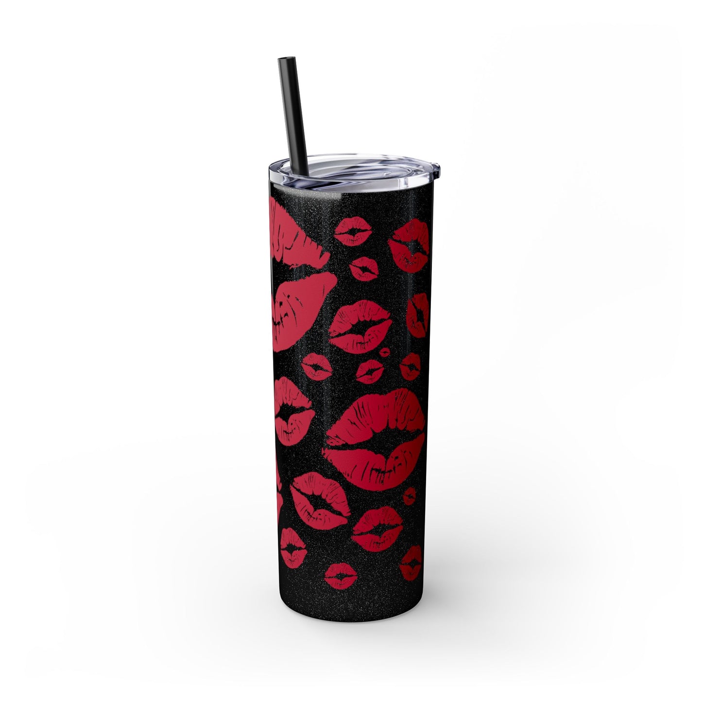 Red Lips Kiss Mark Skinny Tumbler, 20oz | Kiss Print Drinkware | Cute Gift for Her | Travel Mug | Valentine's Day, Wedding Favor