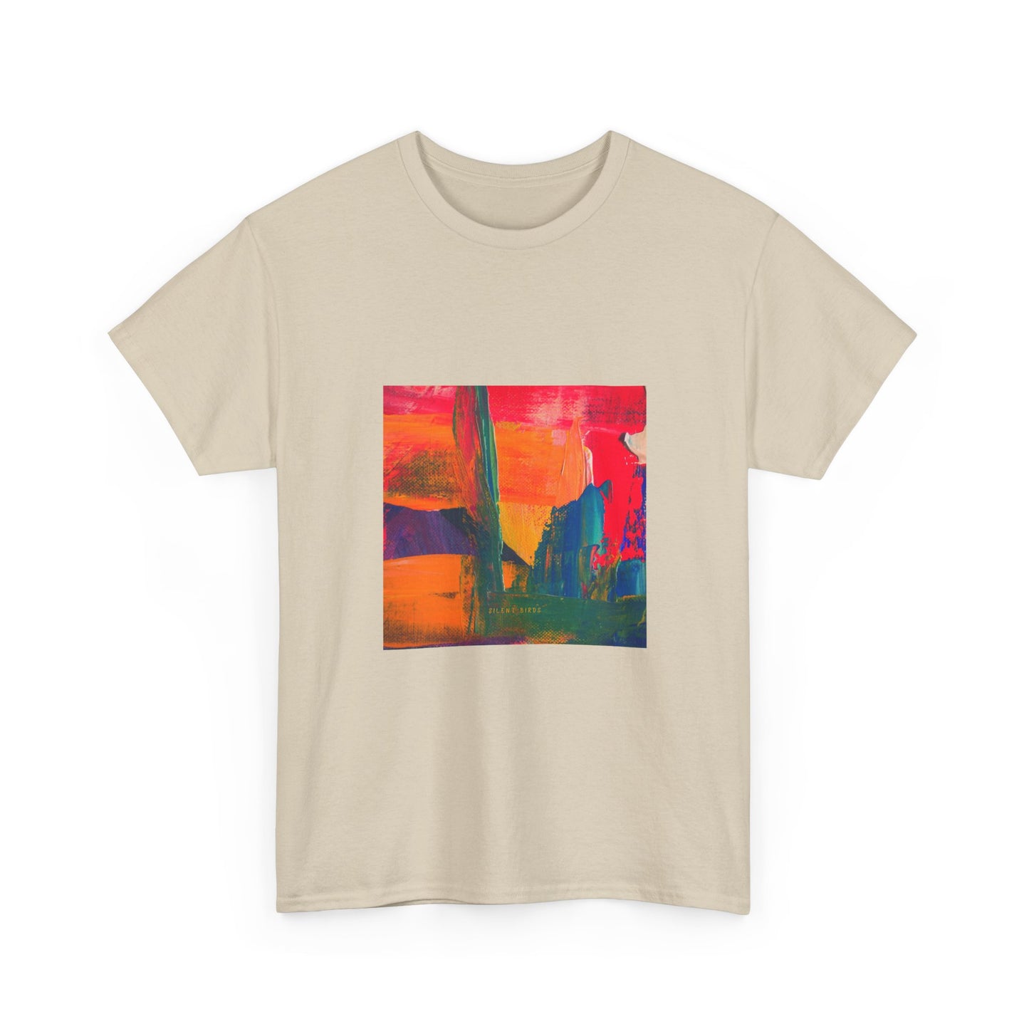 Vibrant Art Bird of Paradise Painting Tee for Creative Souls, Unisex Heavy Cotton T-Shirt, Artistic Gift