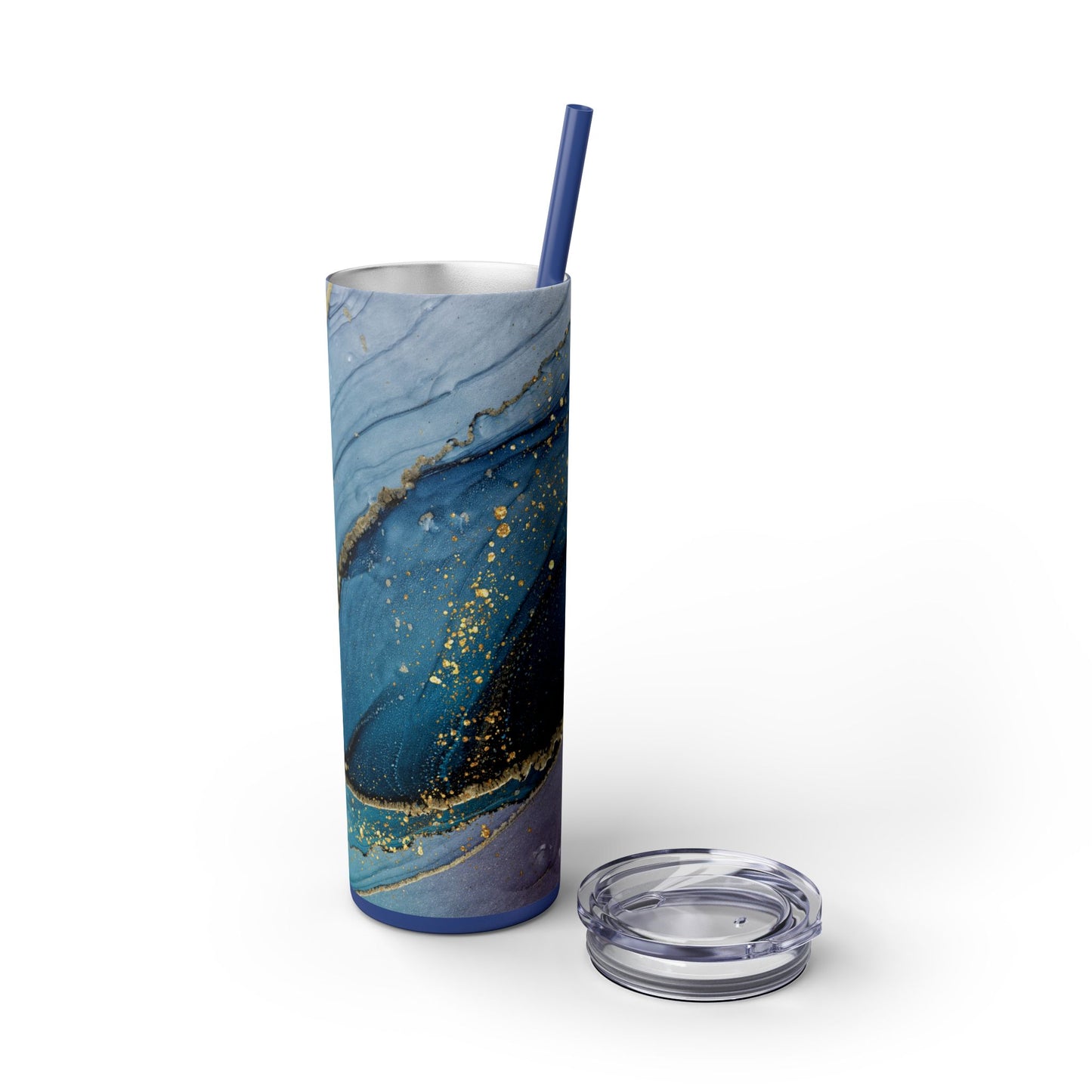 Elegant Blue Marble Skinny Tumbler, 20oz - Stylish Drinkware for Daily Use, Gifts, Celebrations, Eco-Friendly, Travel Mug