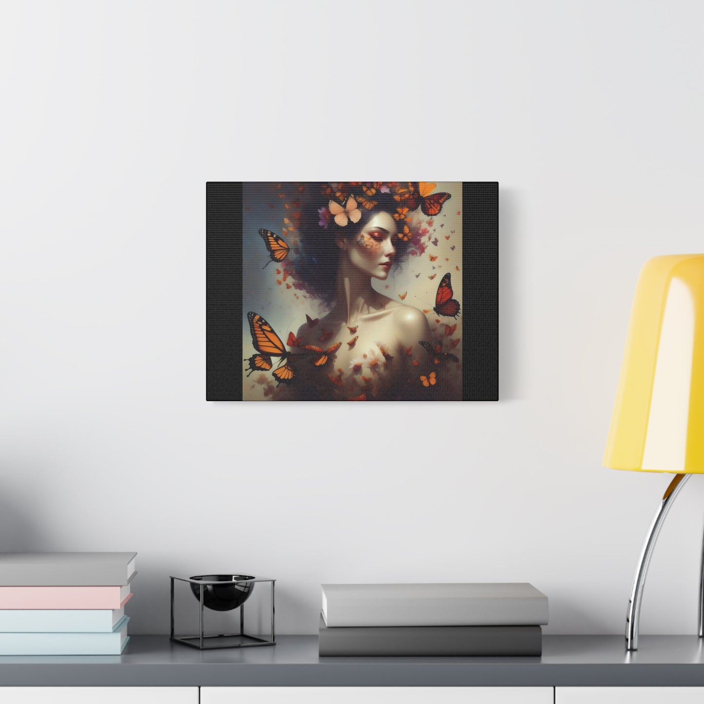 Canvas Wall Art - Butterfly Woman Print, Floral Home Decor, Unique Gift for Nature Lovers, Birthday Decoration, Whimsical Art