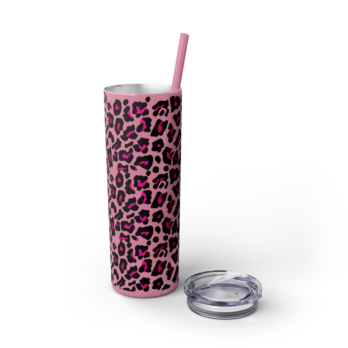 Trendy Leopard Print Skinny Tumbler, 20oz | Stylish Drinkware for Home, Office, Gifts, Reusable Straw, Animal Print
