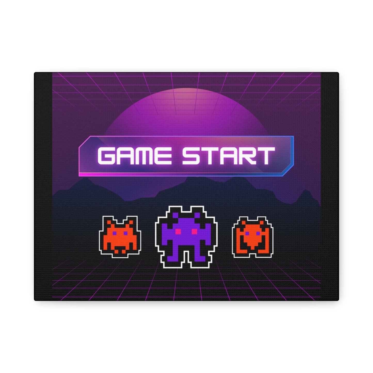 Retro Game Start Canvas Art Print | 80s Gaming Wall Decor, Gamer Gift, Pixel Art, Nostalgic Artwork, Home Decor