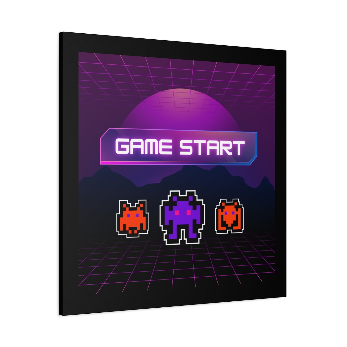 Retro Game Start Canvas Art Print | 80s Gaming Wall Decor, Gamer Gift, Pixel Art, Nostalgic Artwork, Home Decor