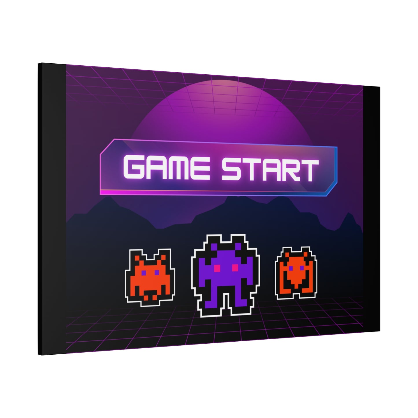 Retro Game Start Canvas Art Print | 80s Gaming Wall Decor, Gamer Gift, Pixel Art, Nostalgic Artwork, Home Decor